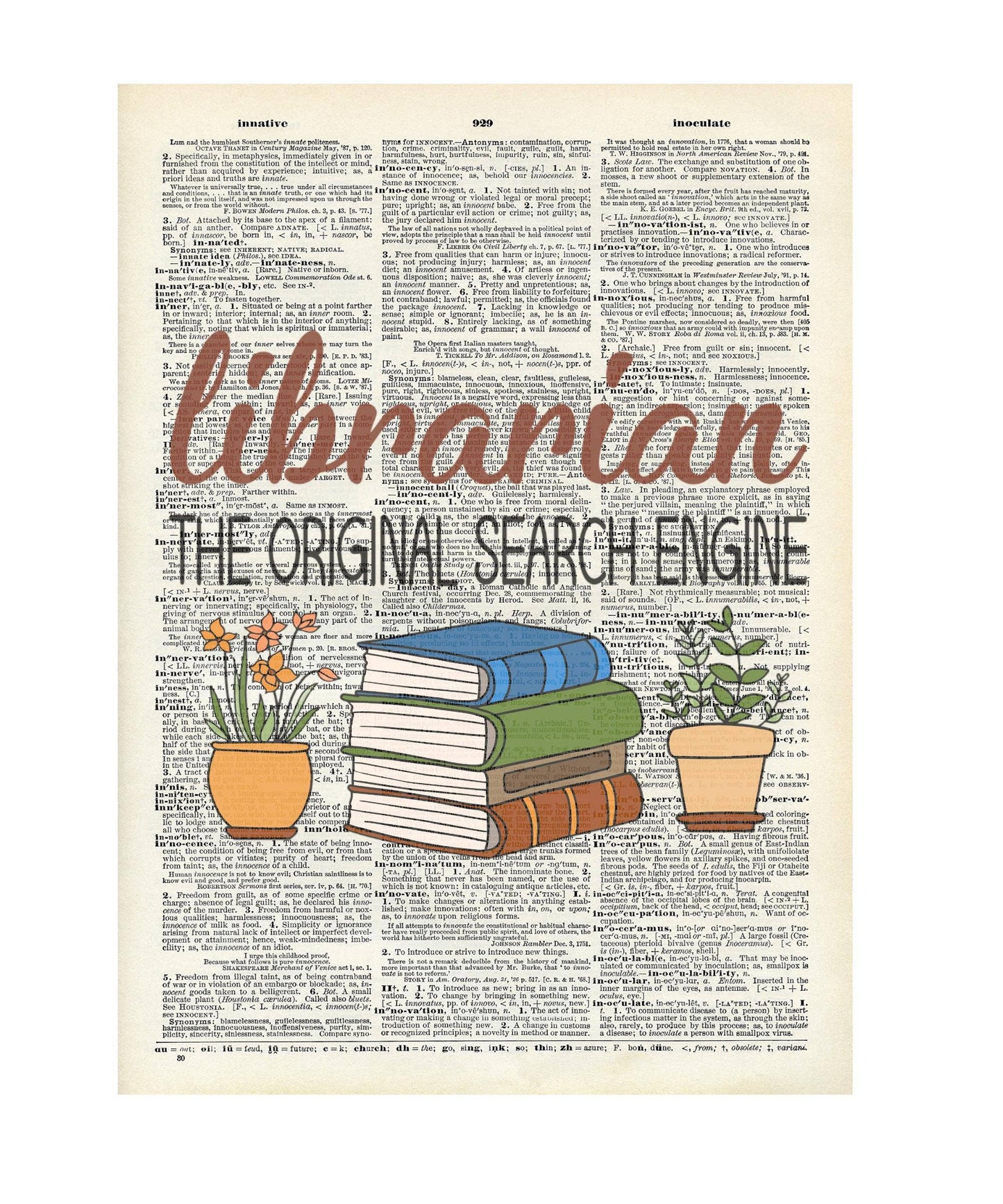 Booklover, books, art , Vintage, Dictionary Prints