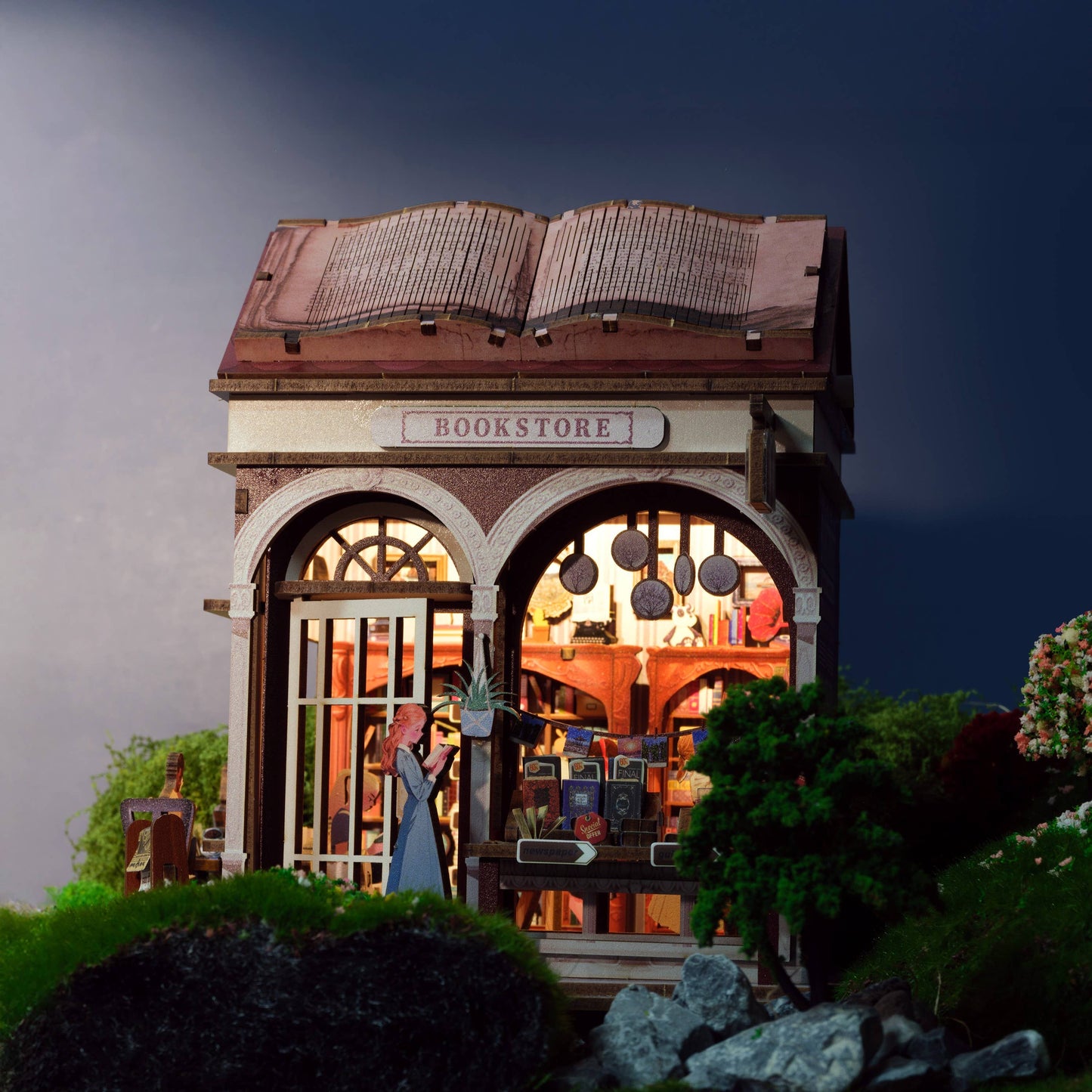 DIY Miniature House Kit: Bookstore