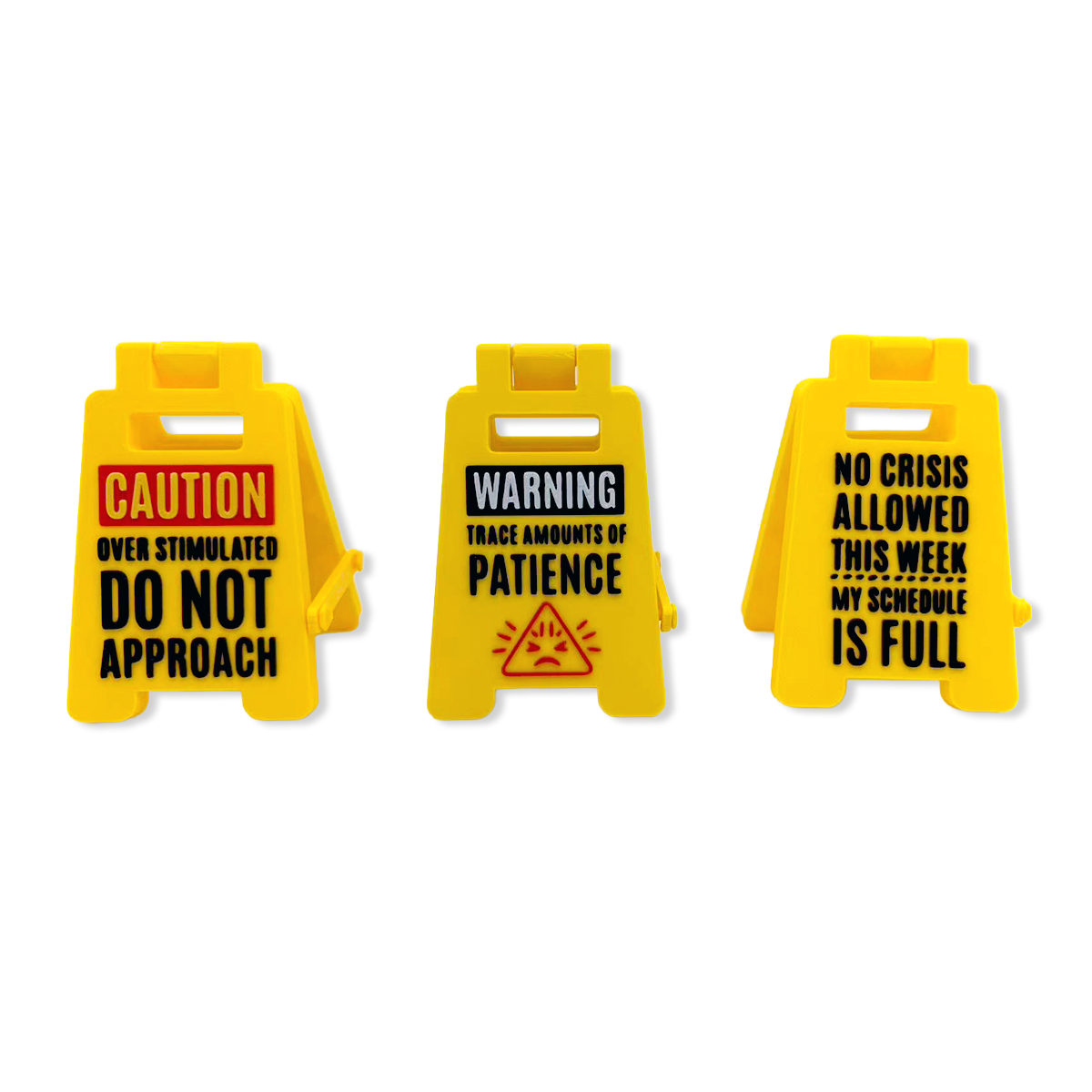 Standing 4.75" 3D Mood Caution Sign Assortment - 12/Display