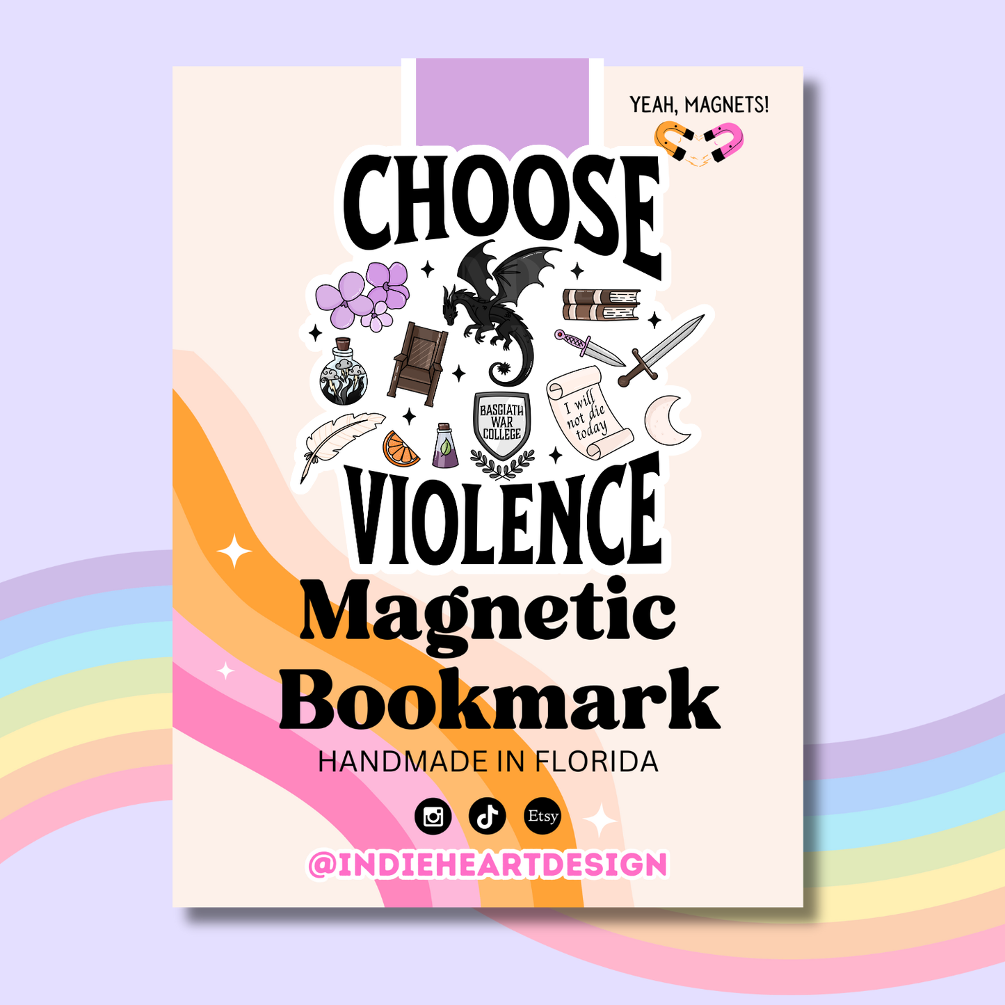 Fantasy Reader Choose Violence Magnetic Bookmark