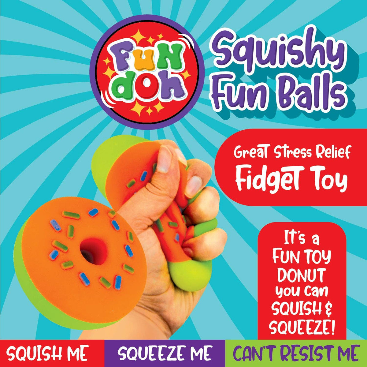 Fun Doh Squishy Fidget Donut Boxed Assortment - 12/Display