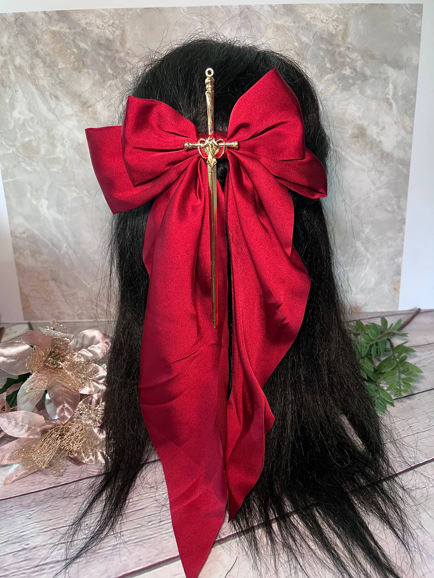 Fantasy inspired sword bow- oversized hair bow
