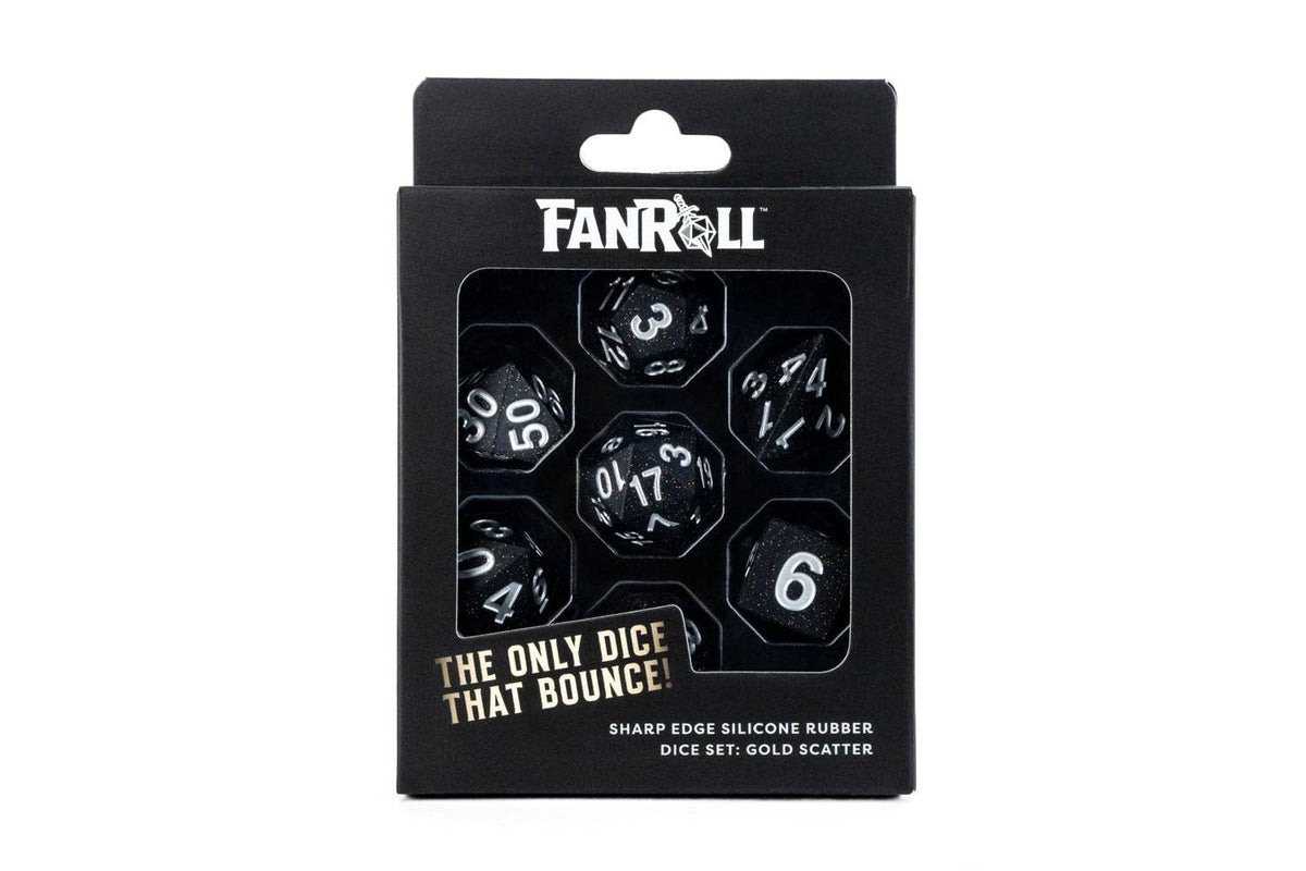 Best Selling Dice Set in Box Packaging:Silicone Gold Scatter