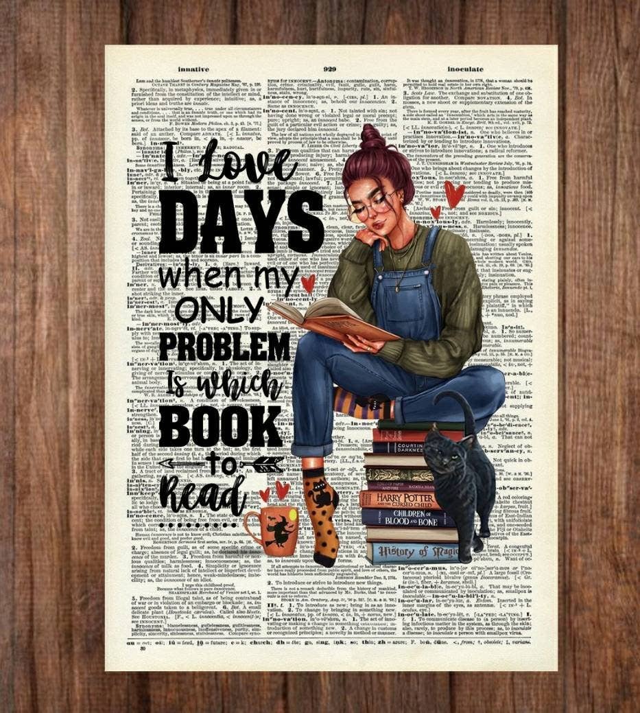 Vintage Dictionary Prints, No Frame. Girl Whos Only Problem