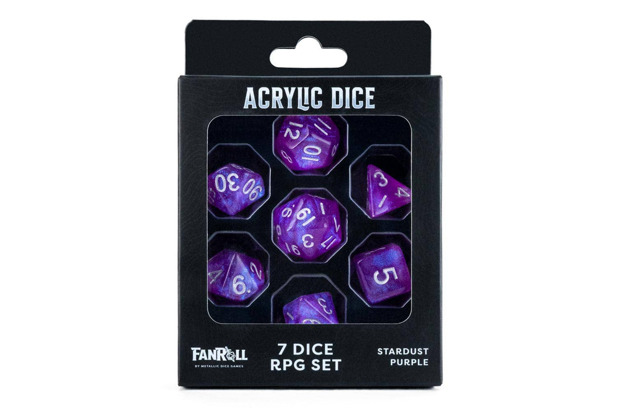Best Selling Dice Set in Box Packaging: Stardust Purple