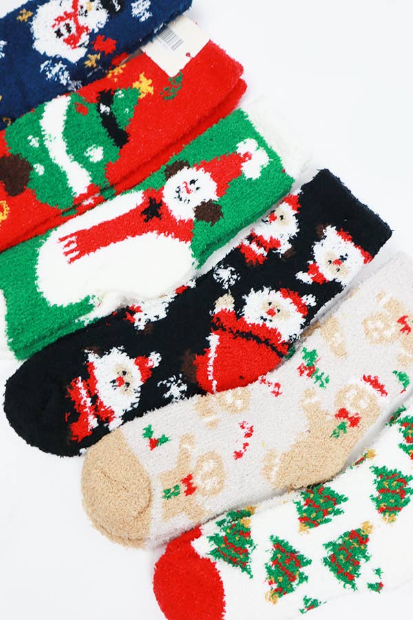 Plush Cozy Christmas Theme Socks