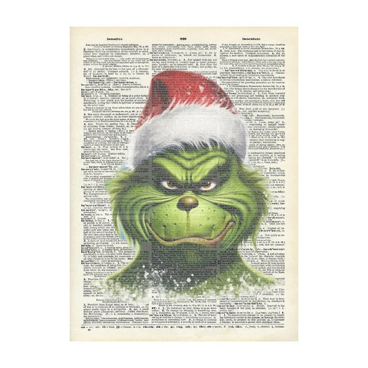 Grinch, smile, Christmas, Vintage, Dictionary Prints   