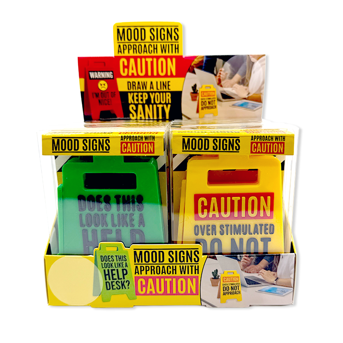 Standing 4.75" 3D Mood Caution Sign Assortment - 12/Display