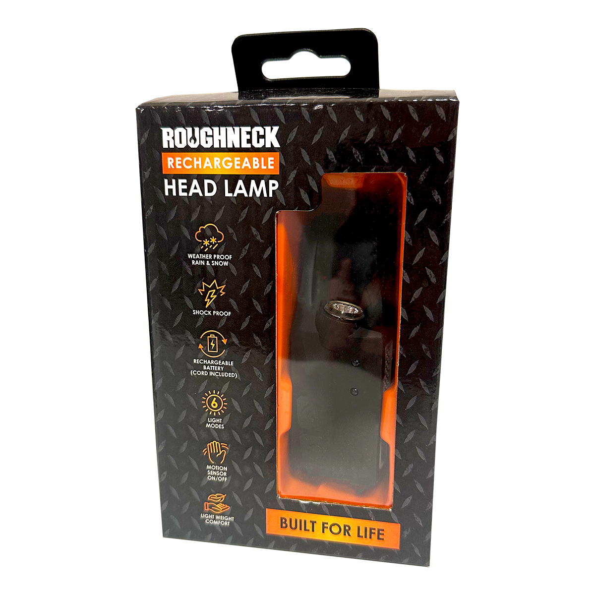 Roughneck Rechargable Headlamp Flashlight - 4/Display