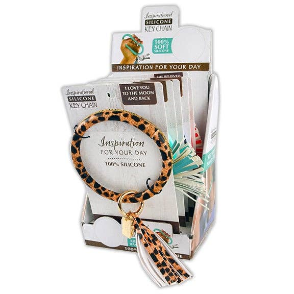 Silicon Ring Keychain with Phrase Charms - 6/Display