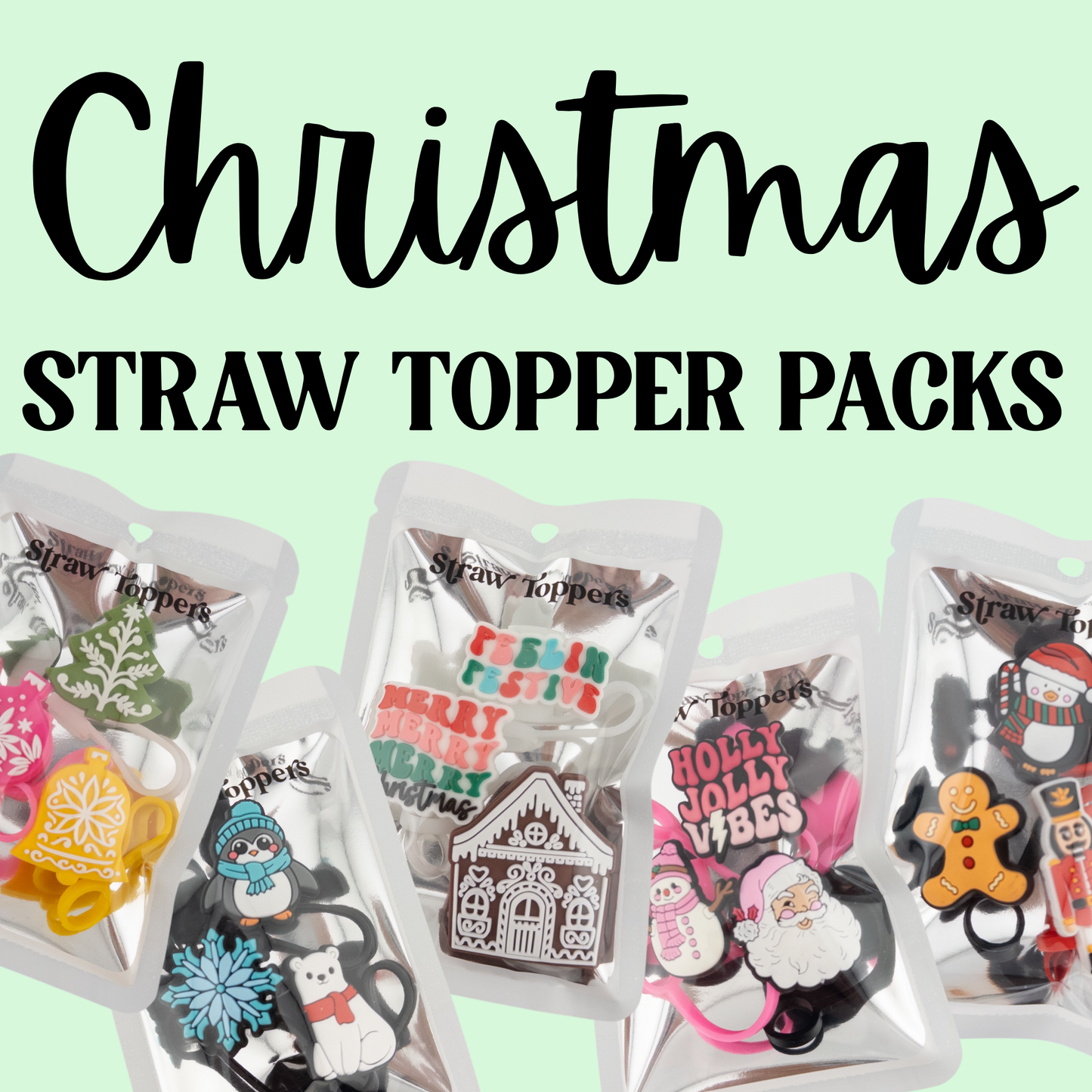 Straw Topper 3 pack - Christmas Theme / Stocking Stuffers