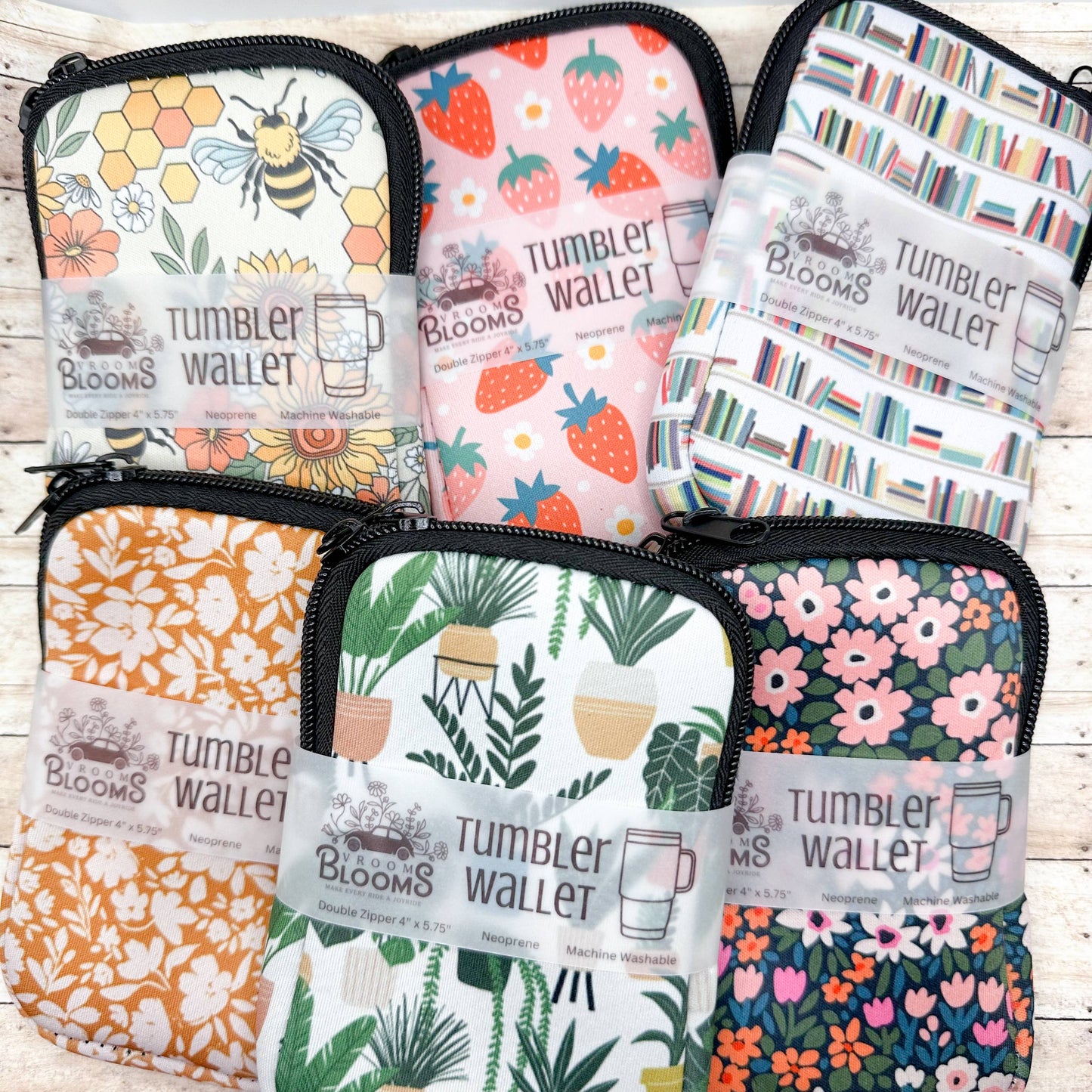 Tumbler Wallet Zipper Pouch - Multiple Patterns