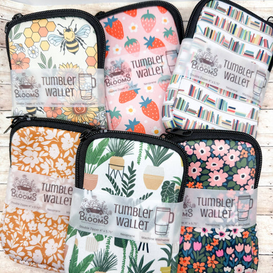 Tumbler Wallet Zipper Pouch - Multiple Patterns