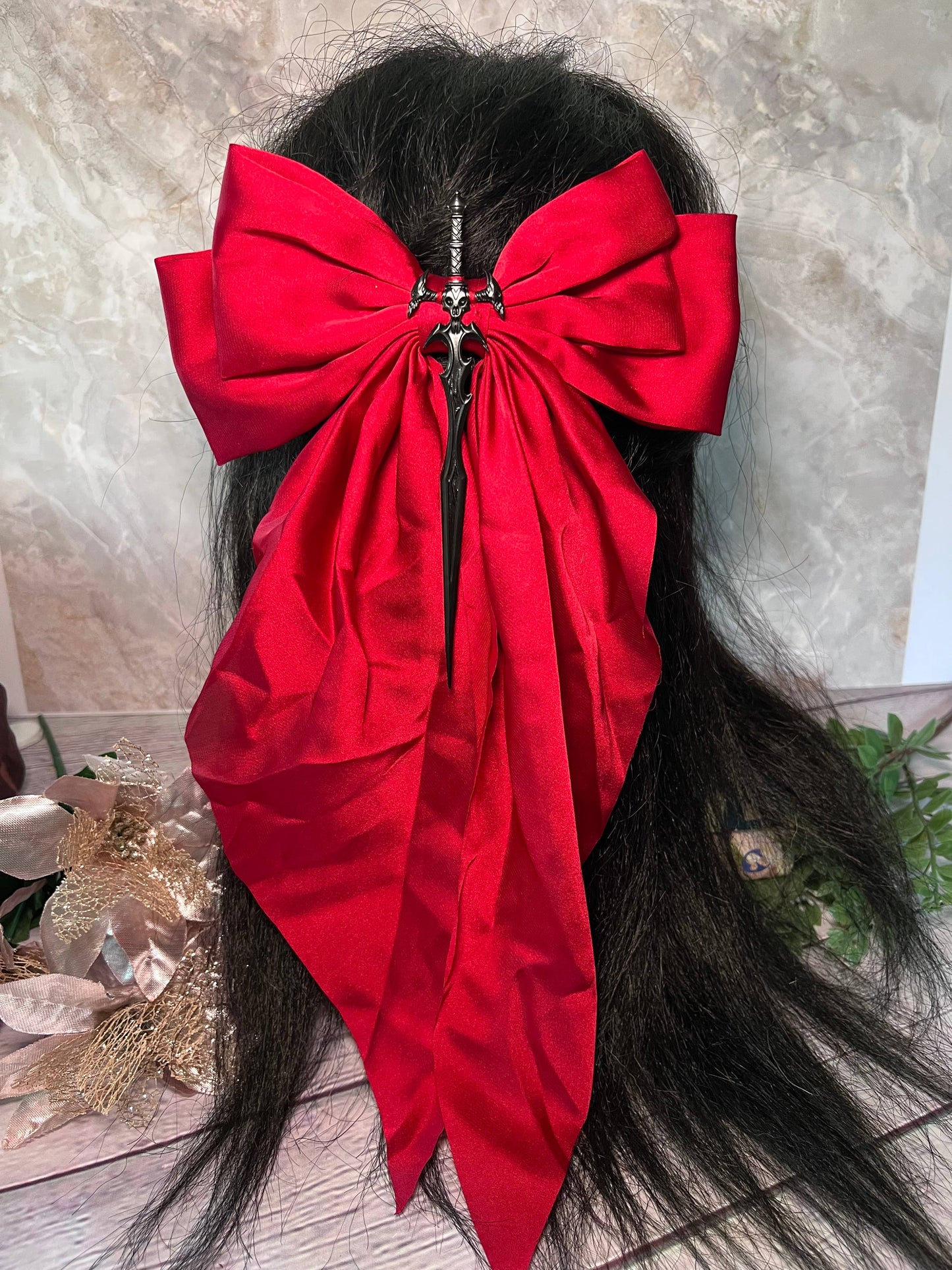 Fantasy inspired sword bow- oversized hair bow 