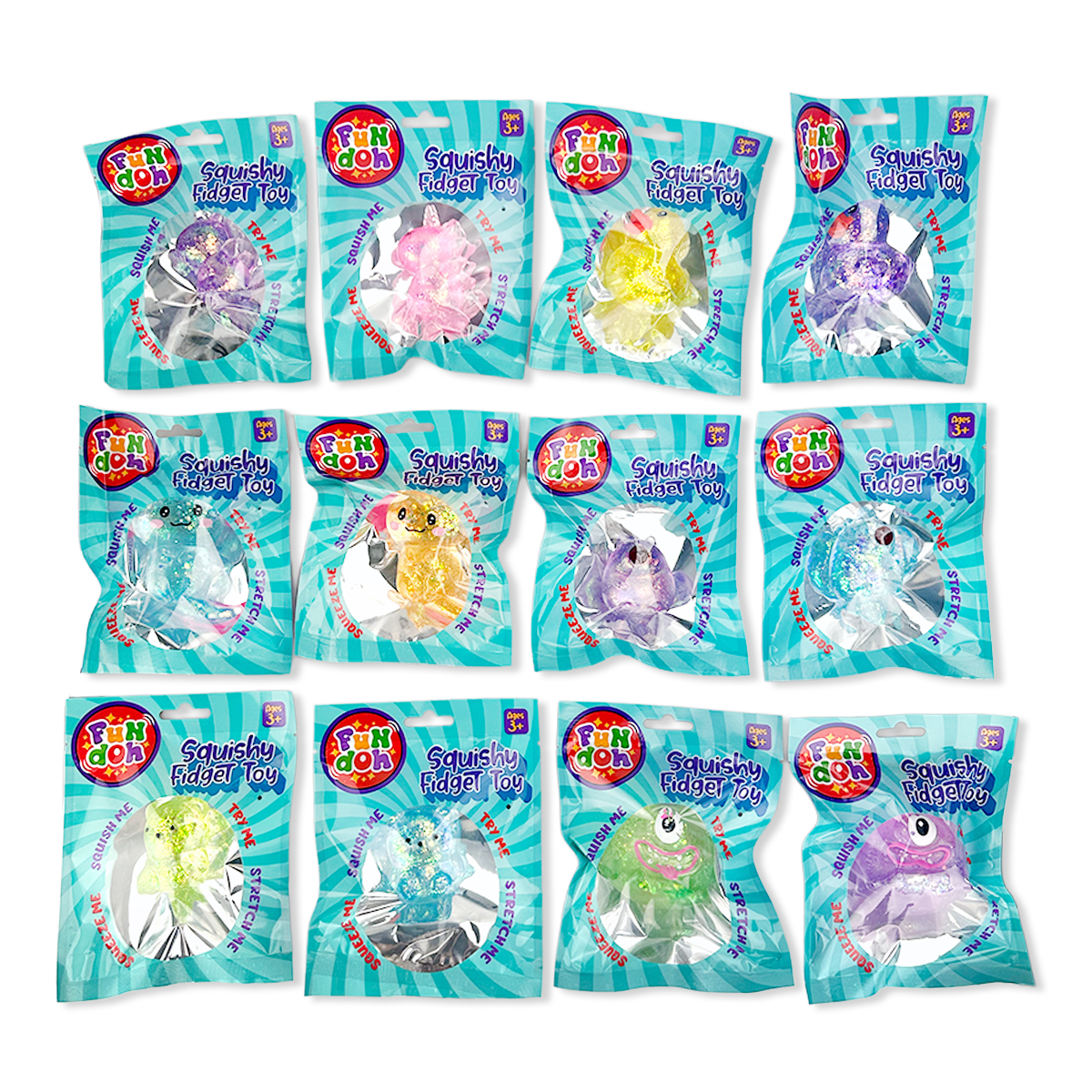 Fun Doh Squish and Squeeze Gummy Fidget Toy - 12/Display