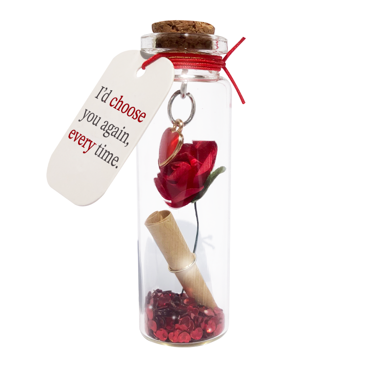 Mini Bottle Rose with Message of Love Gift - 12/Display