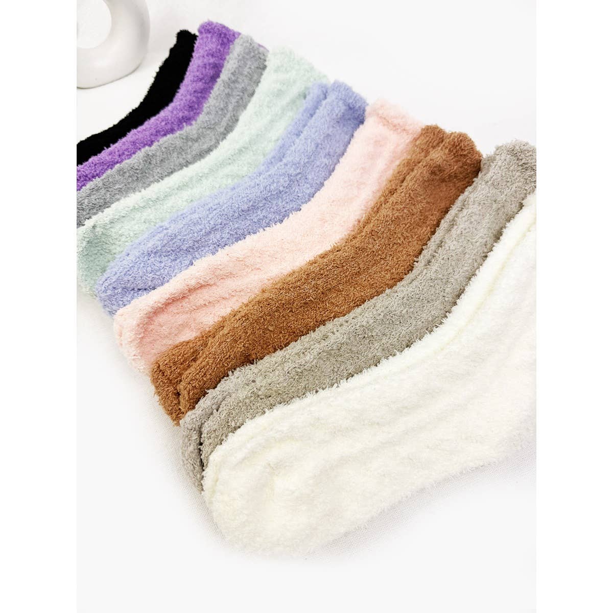 Solid Cabin Plush Warm Sleep Soft Adult Socks