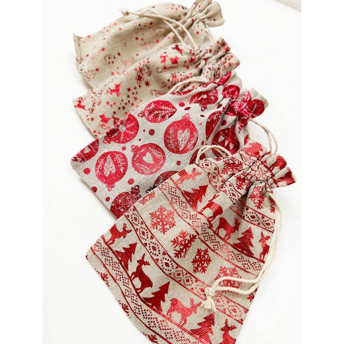Foil Printed Christmas Theme Drawstrings Bags