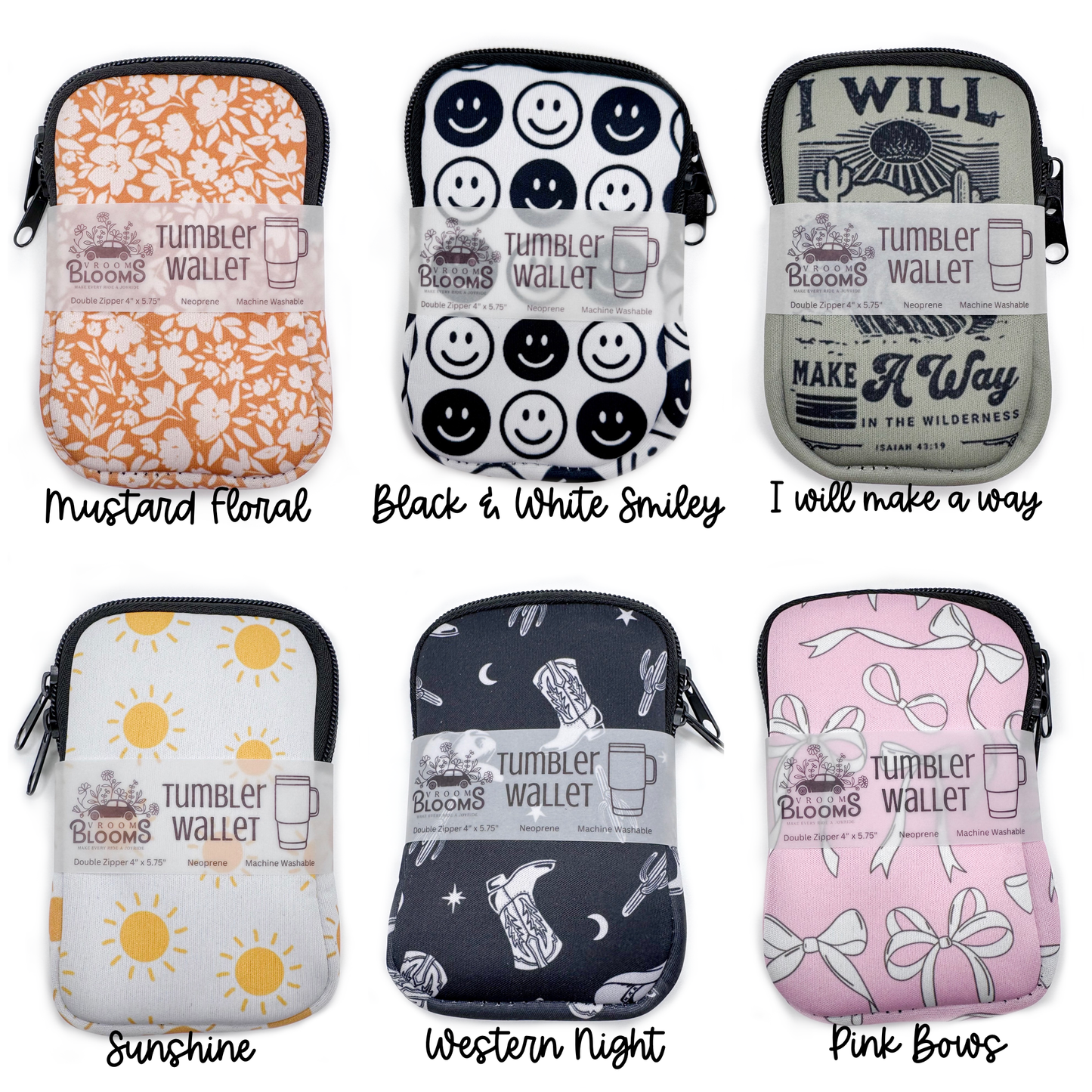 Tumbler Wallet Zipper Pouch - Multiple Patterns