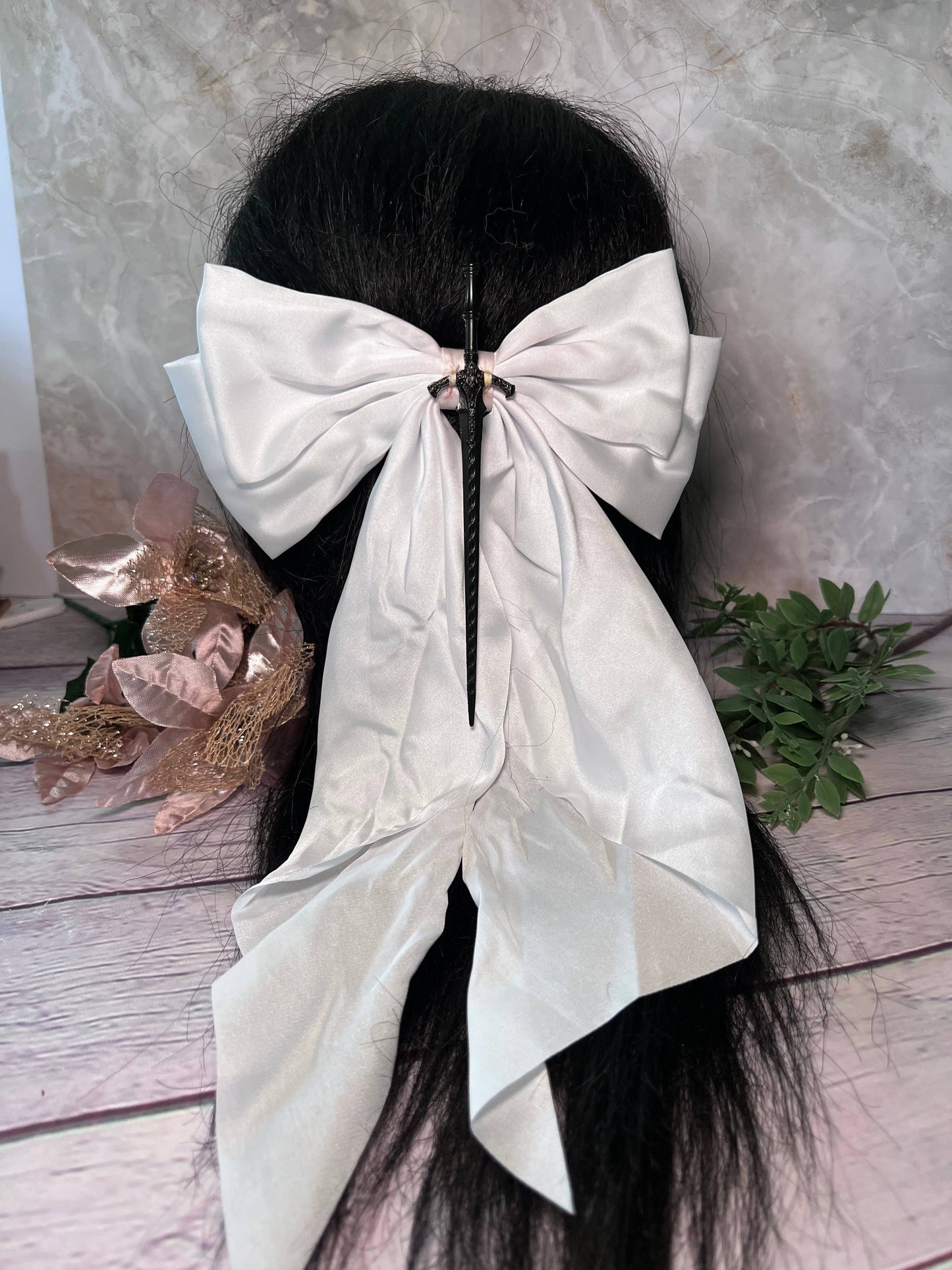 Fantasy inspired sword bow- oversized hair bow 