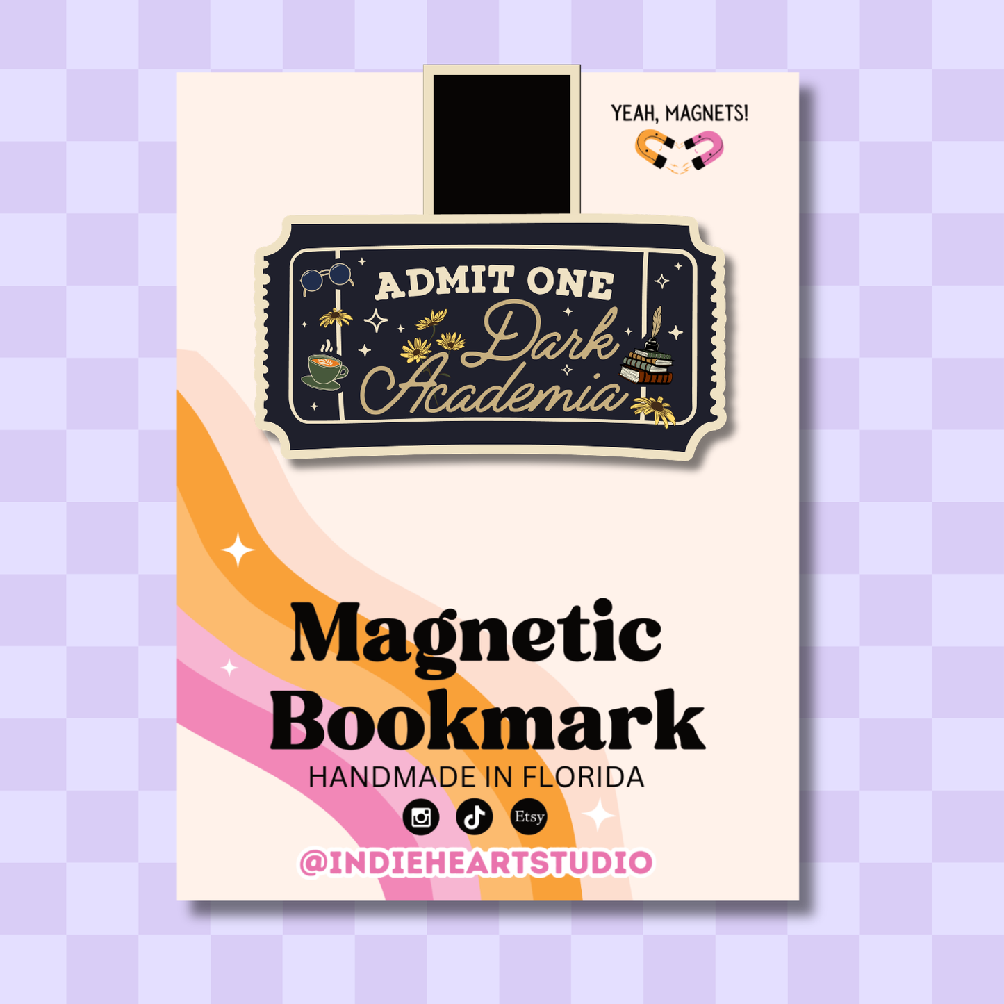Dark Academia Ticket Magnetic Bookmark 