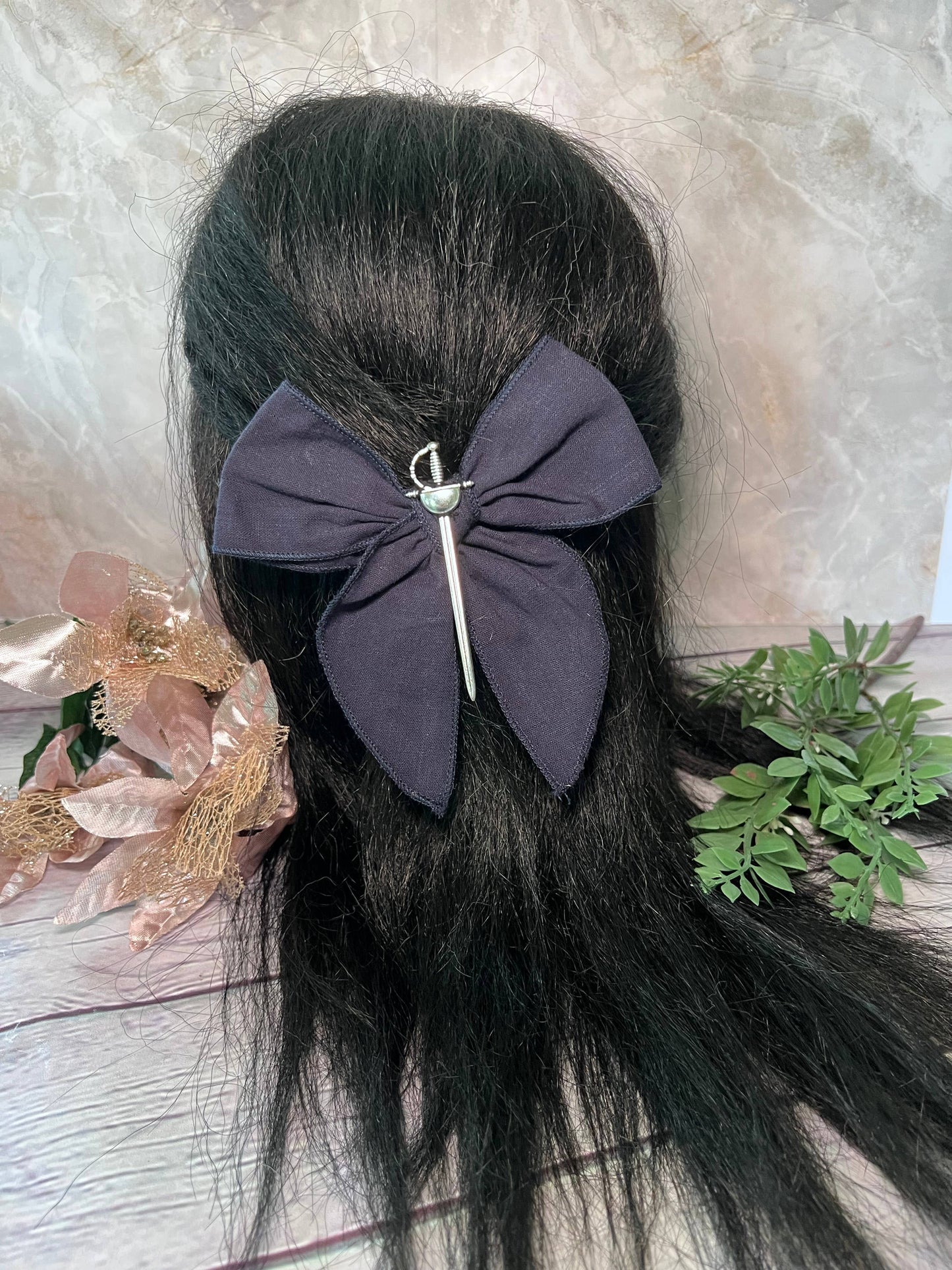 Fantasy inspired sword bow- Small hair bow 