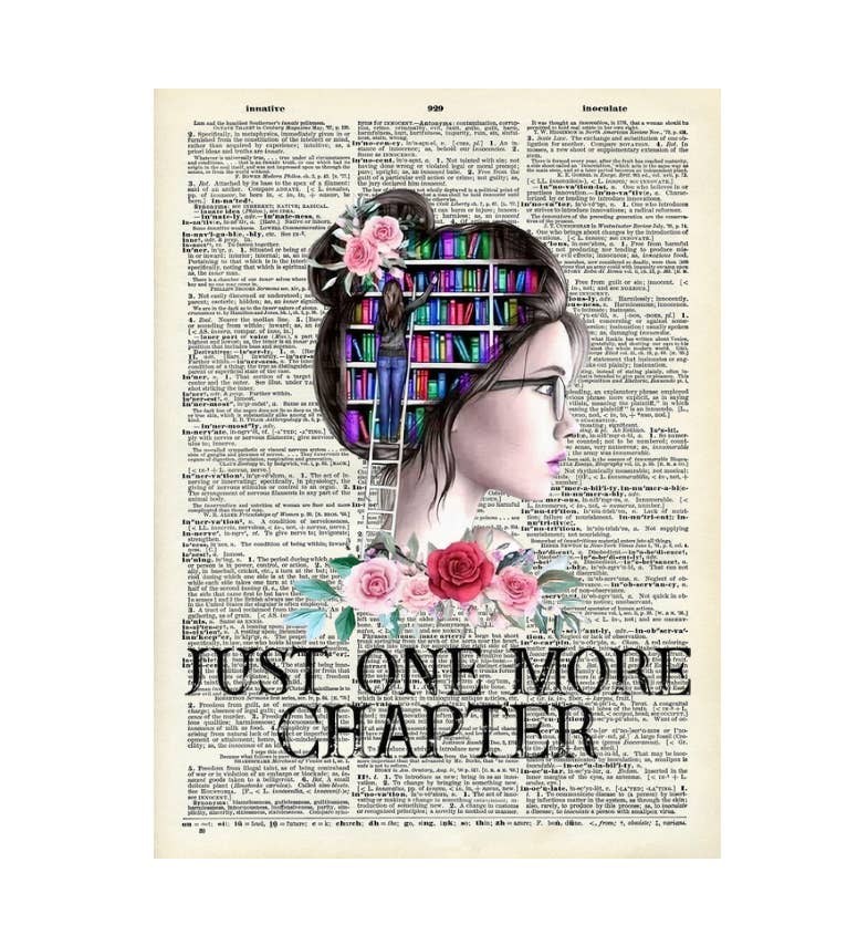 Vintage Dictionary Prints, No Frame Just One More Chapter, B