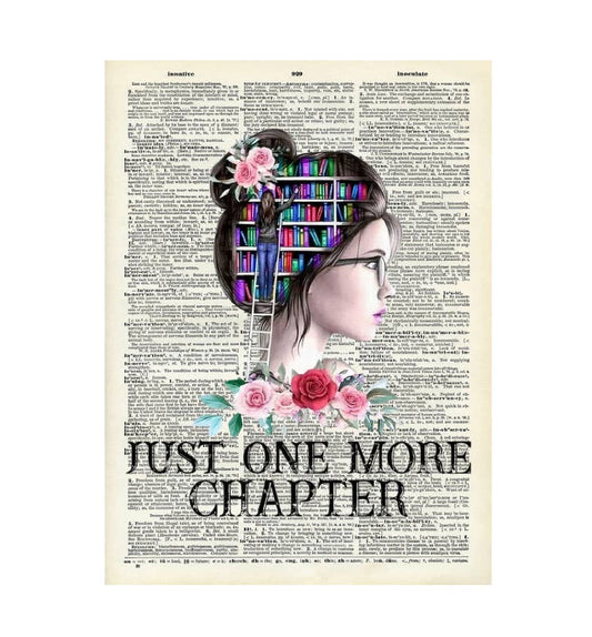 Vintage Dictionary Prints, No Frame Just One More Chapter, B