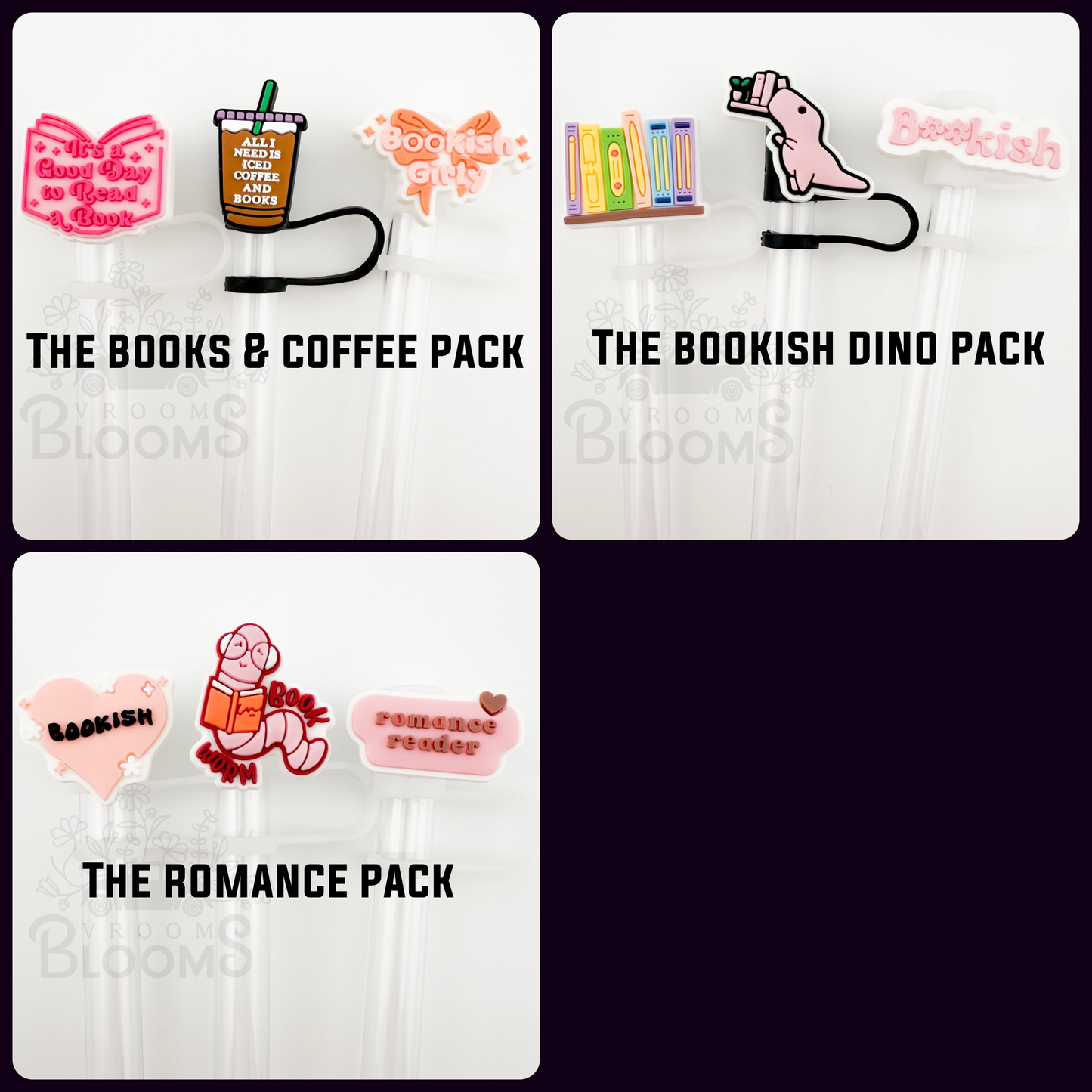 Straw Topper 3 pack - Bookish Theme / Stocking Stuffers