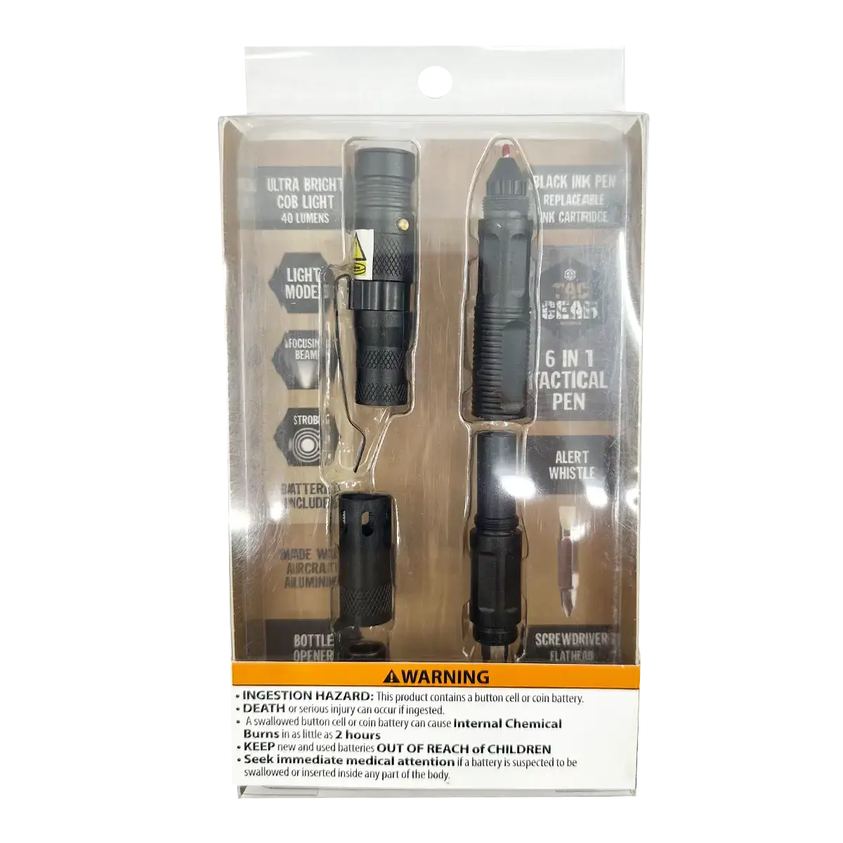 Tac Gear 6-In-1 Tactical Multi-Tool LED Pen - 6/Display