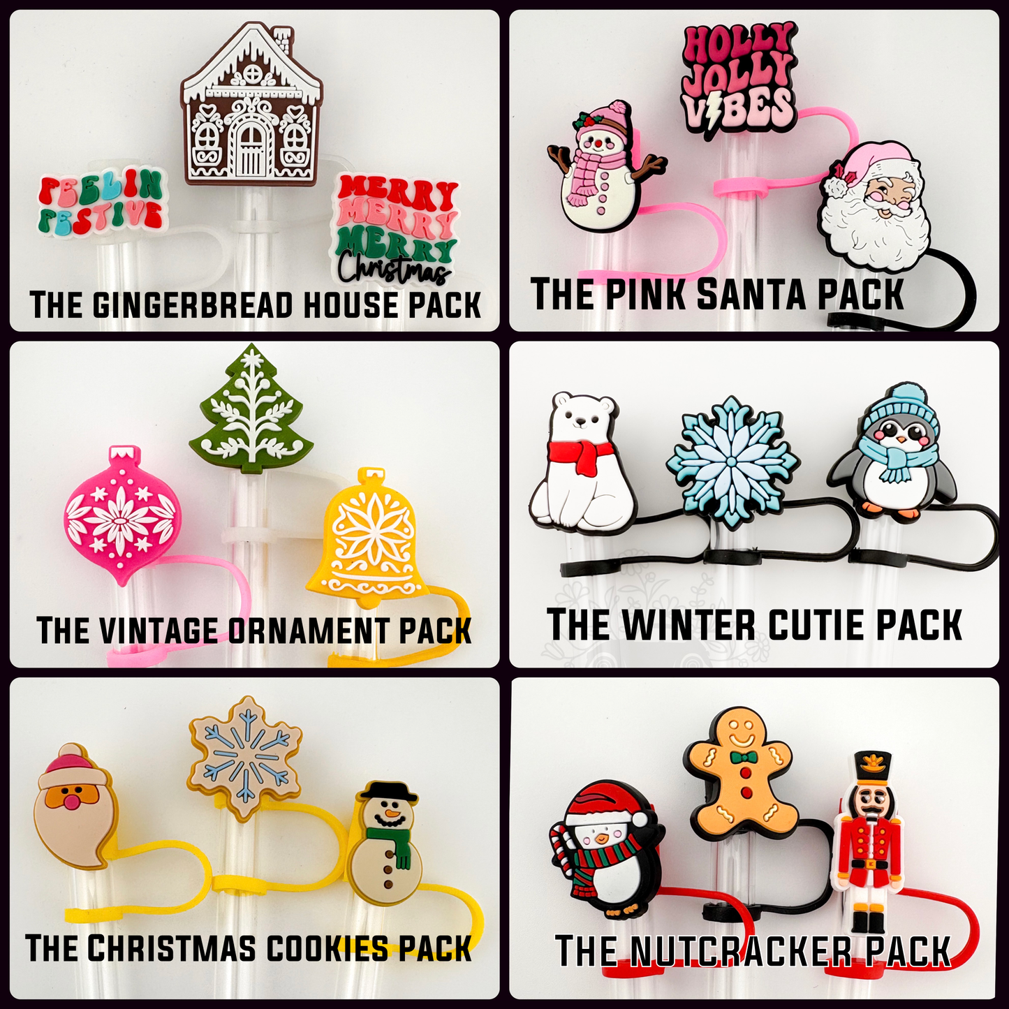 Straw Topper 3 pack - Christmas Theme / Stocking Stuffers