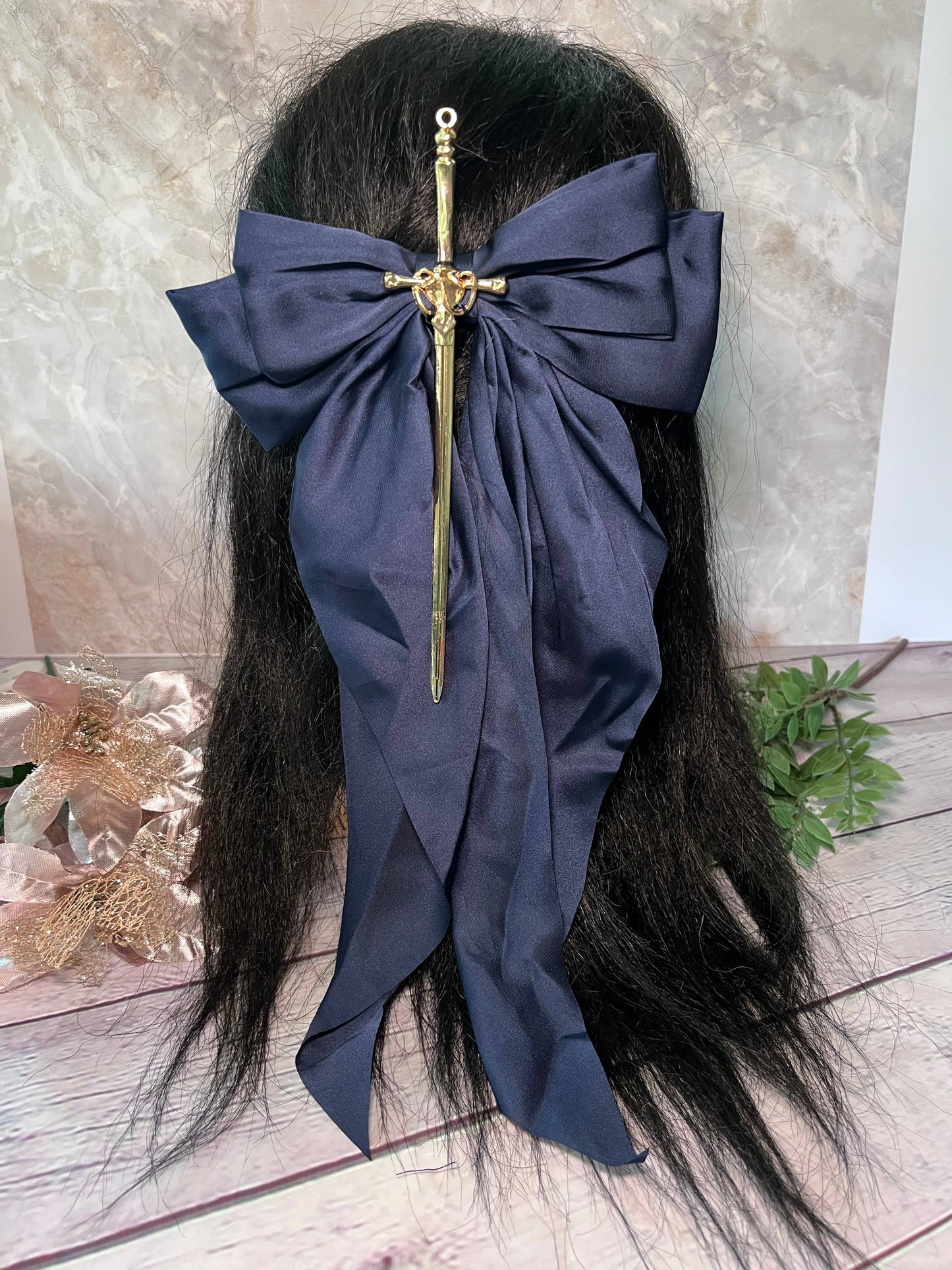 Fantasy inspired sword bow- oversized hair bow 