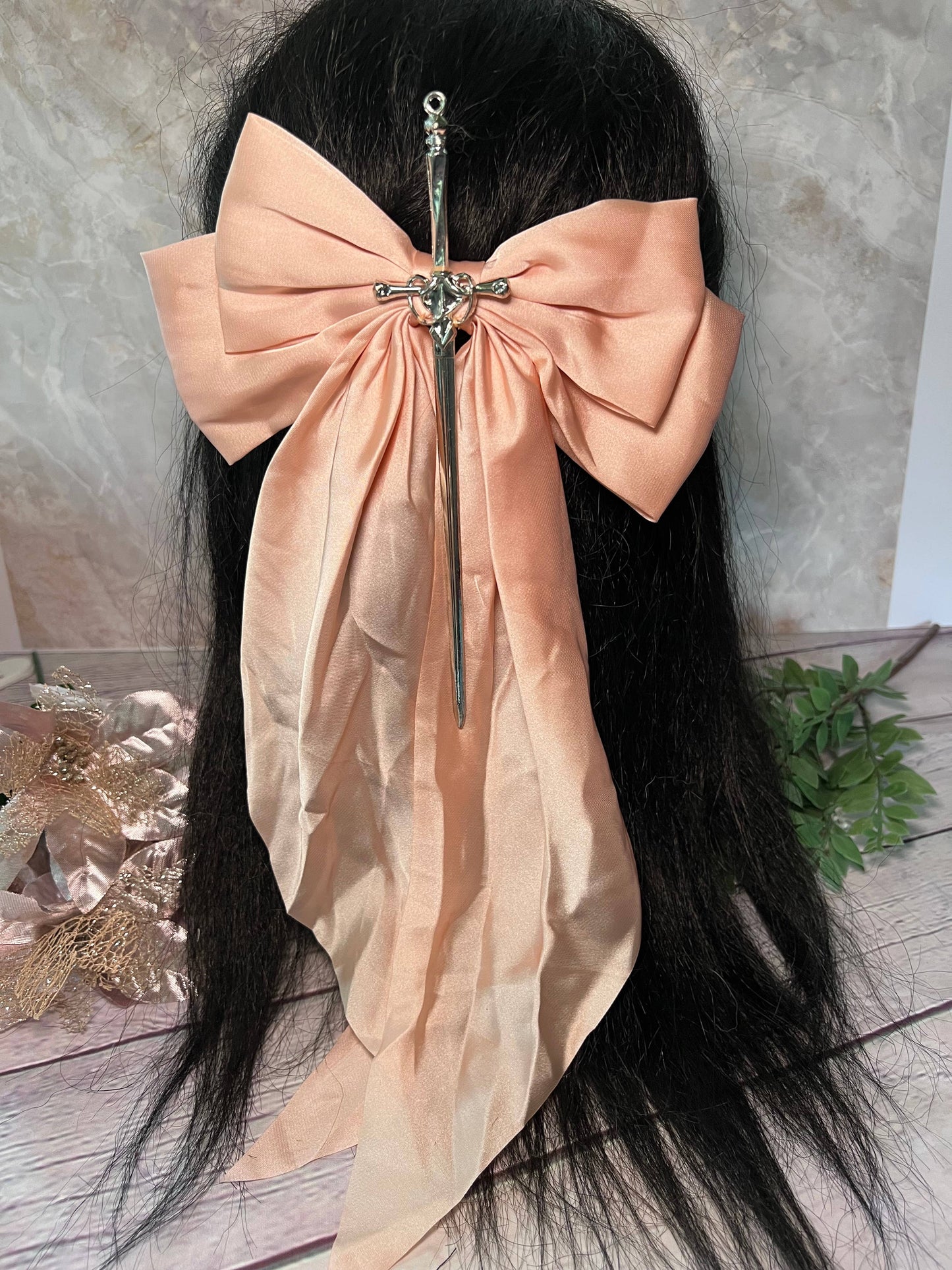 Fantasy inspired sword bow- oversized hair bow 