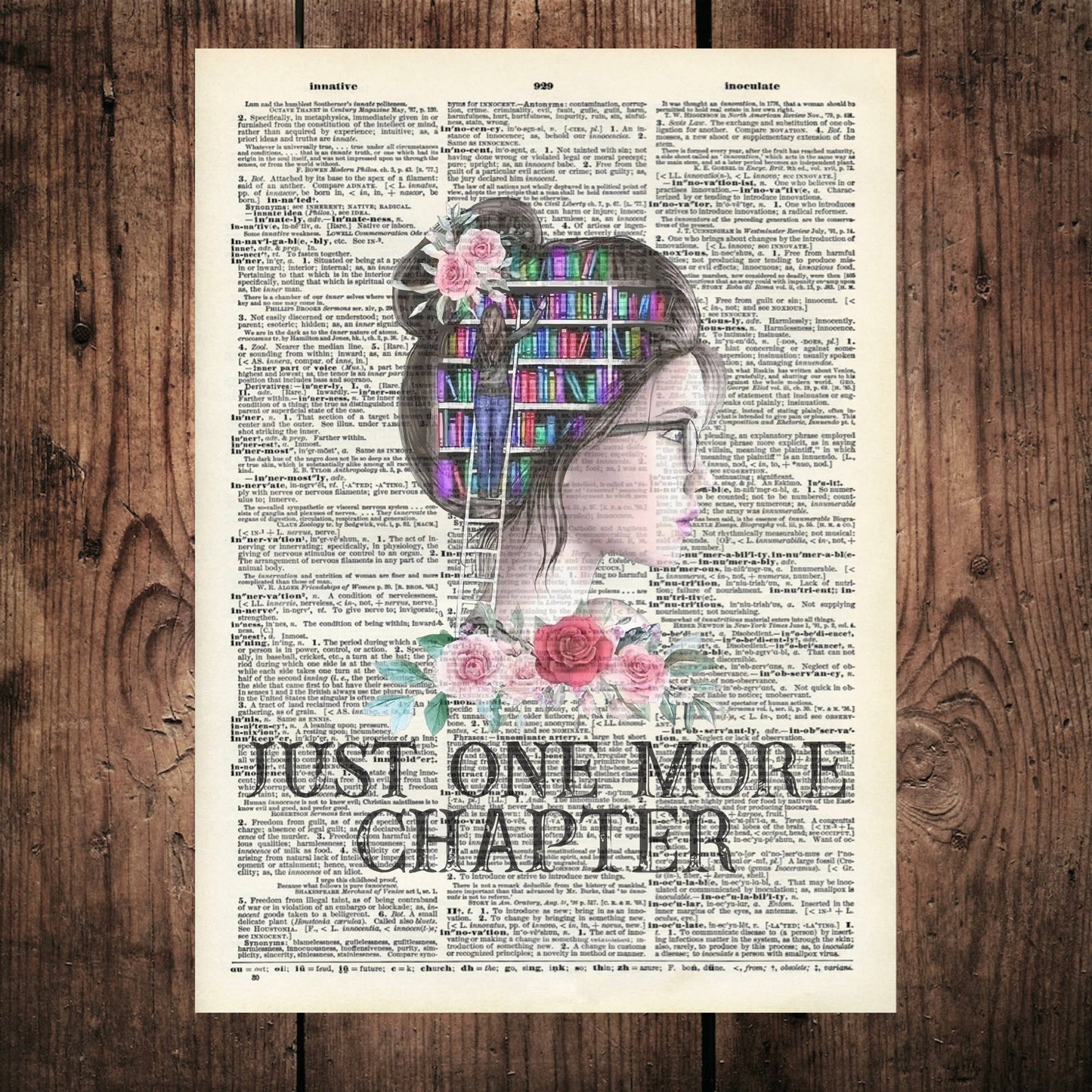 Vintage Dictionary Prints, No Frame Just One More Chapter, B