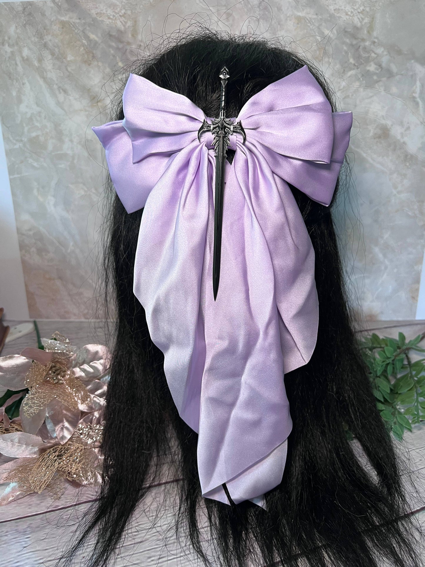 Fantasy inspired sword bow- oversized hair bow 