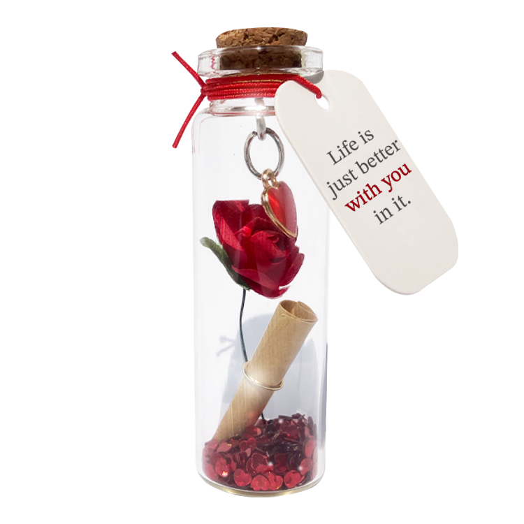 Mini Bottle Rose with Message of Love Gift - 12/Display