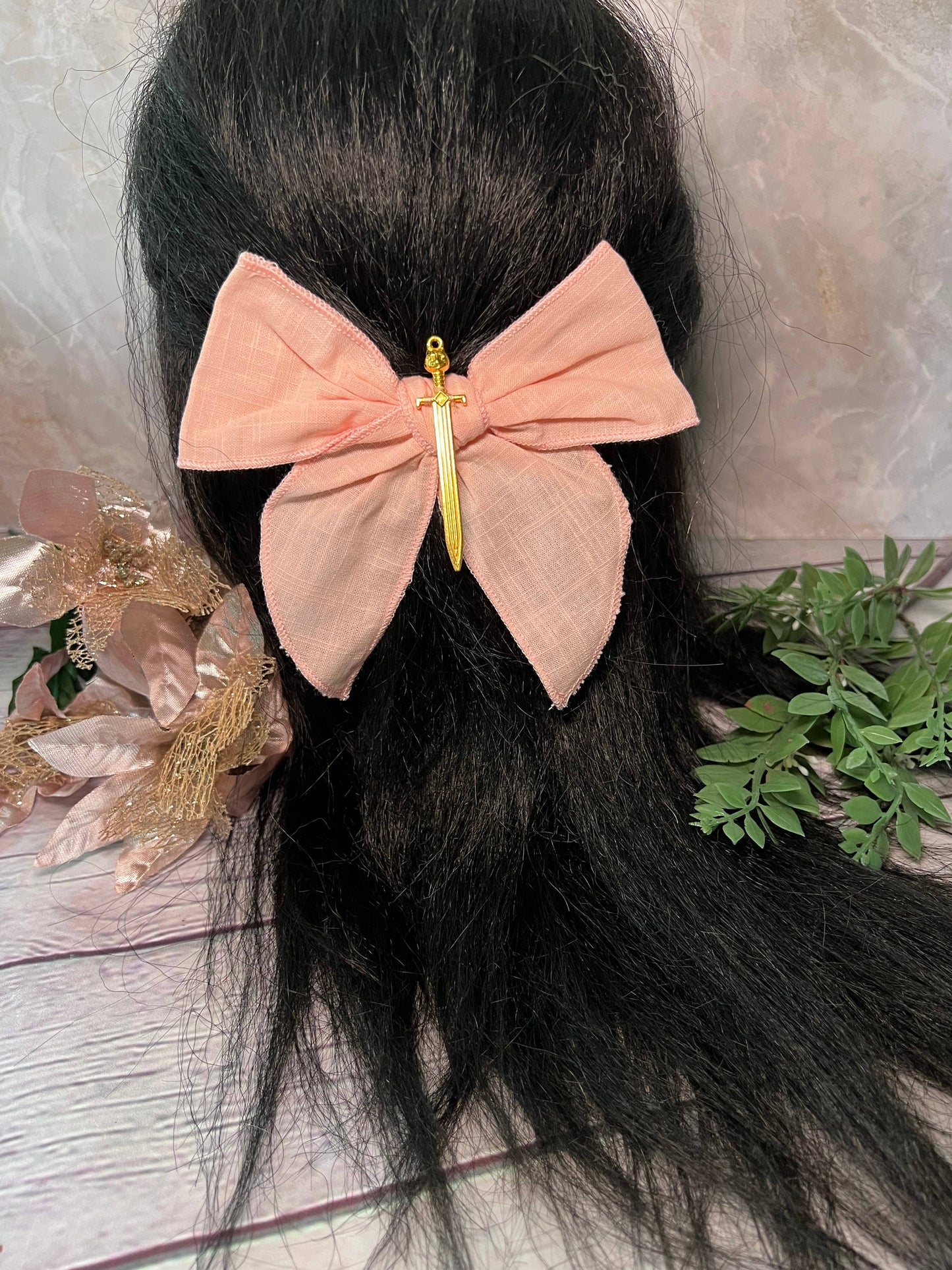 Fantasy inspired sword bow- Small hair bow 