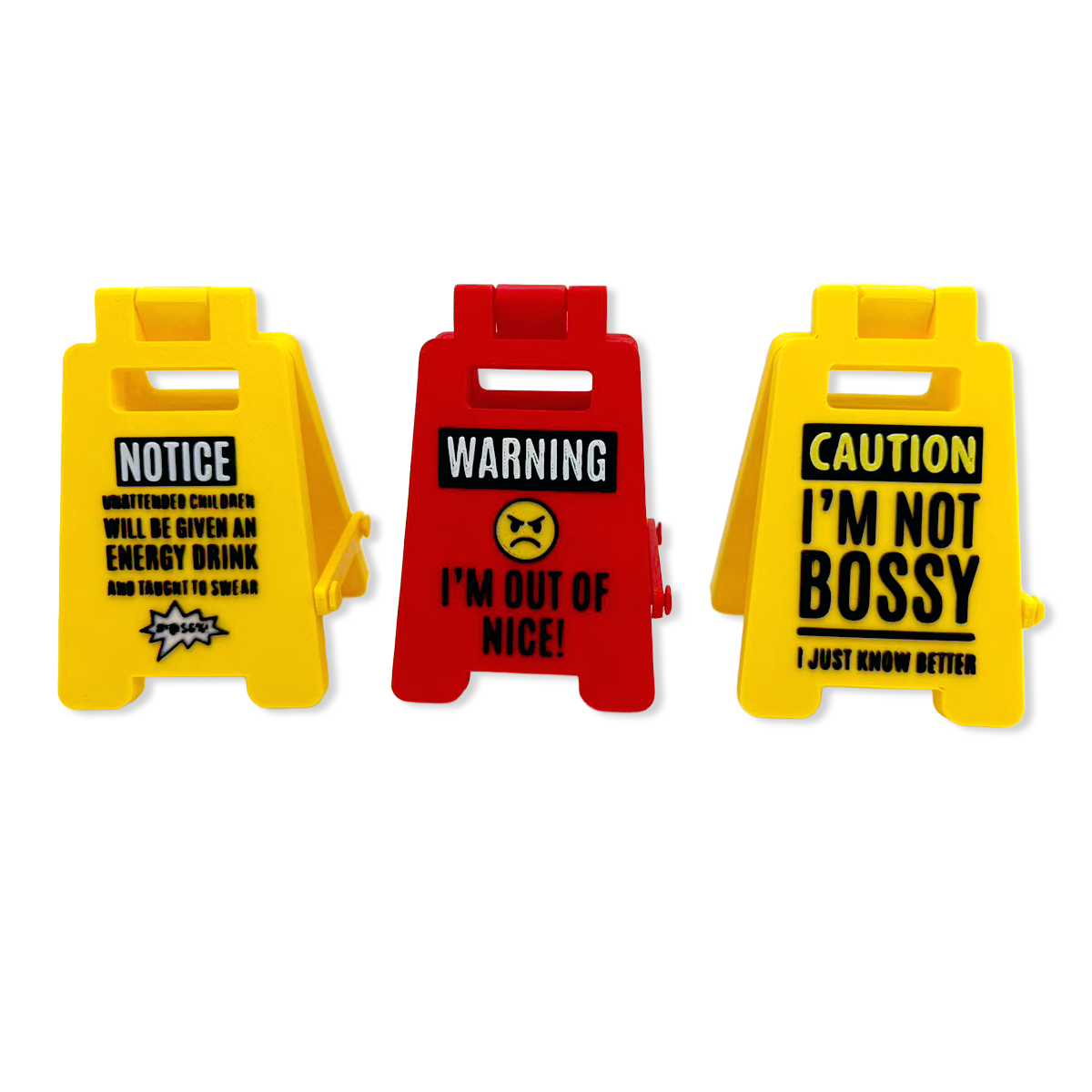 Standing 4.75" 3D Mood Caution Sign Assortment - 12/Display
