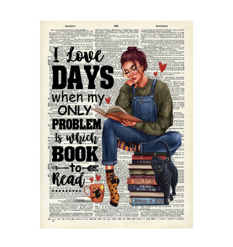 Vintage Dictionary Prints, No Frame. Girl Whos Only Problem