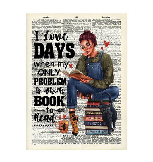 Vintage Dictionary Prints, No Frame. Girl Whos Only Problem