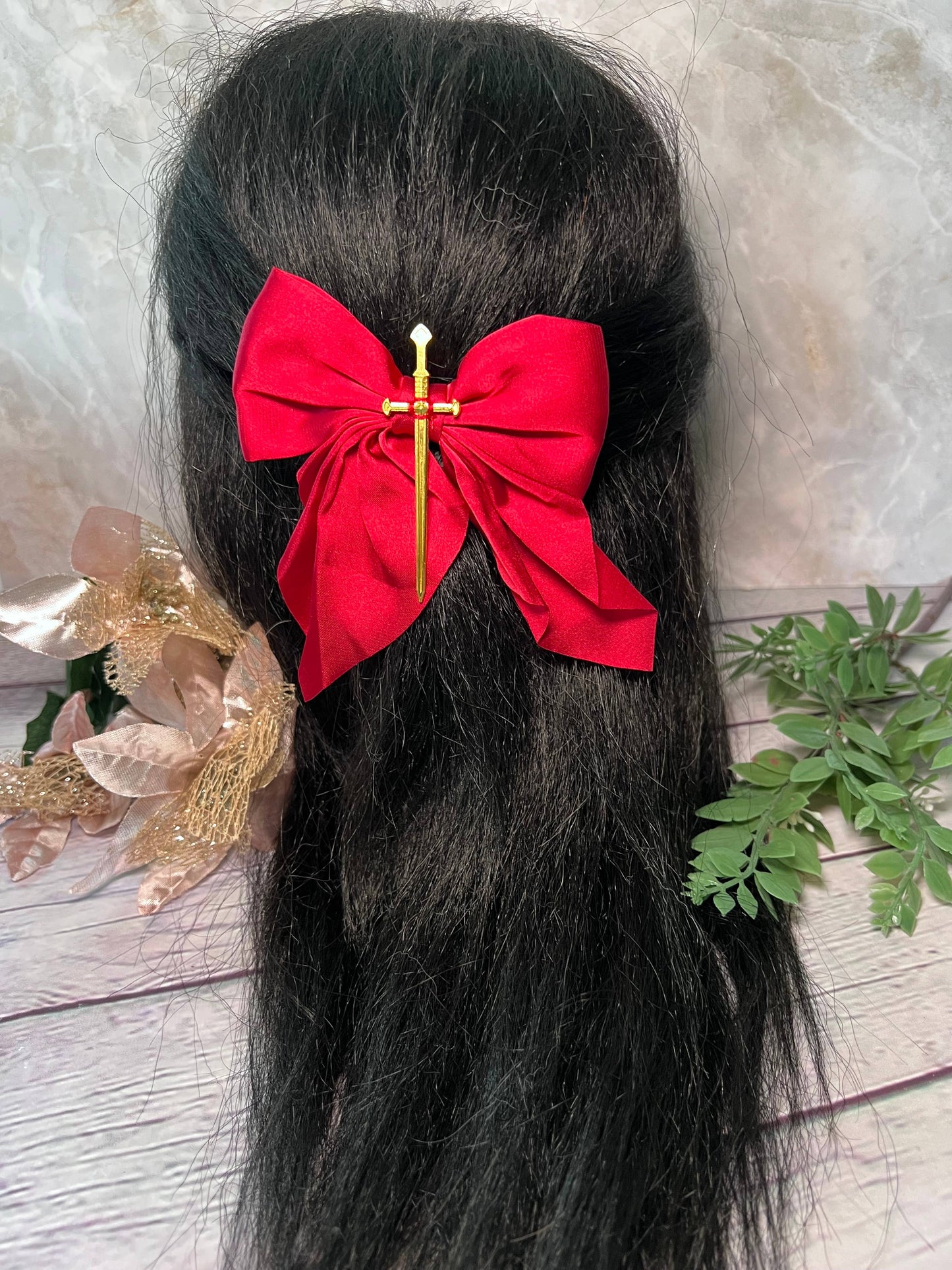 Fantasy inspired sword bow- Small hair bow 