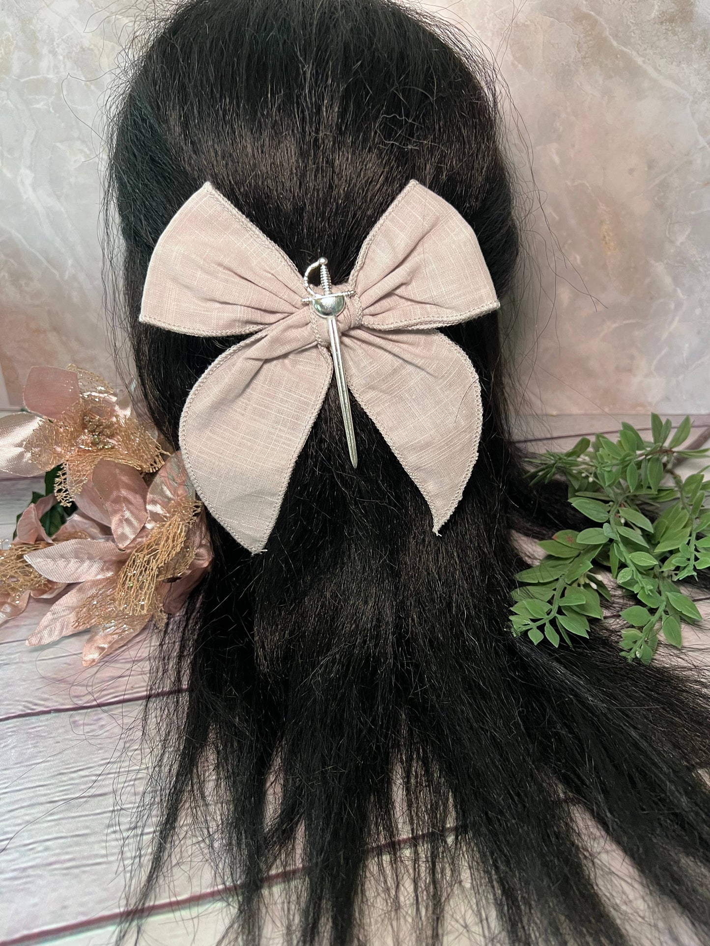 Fantasy inspired sword bow- Small hair bow 