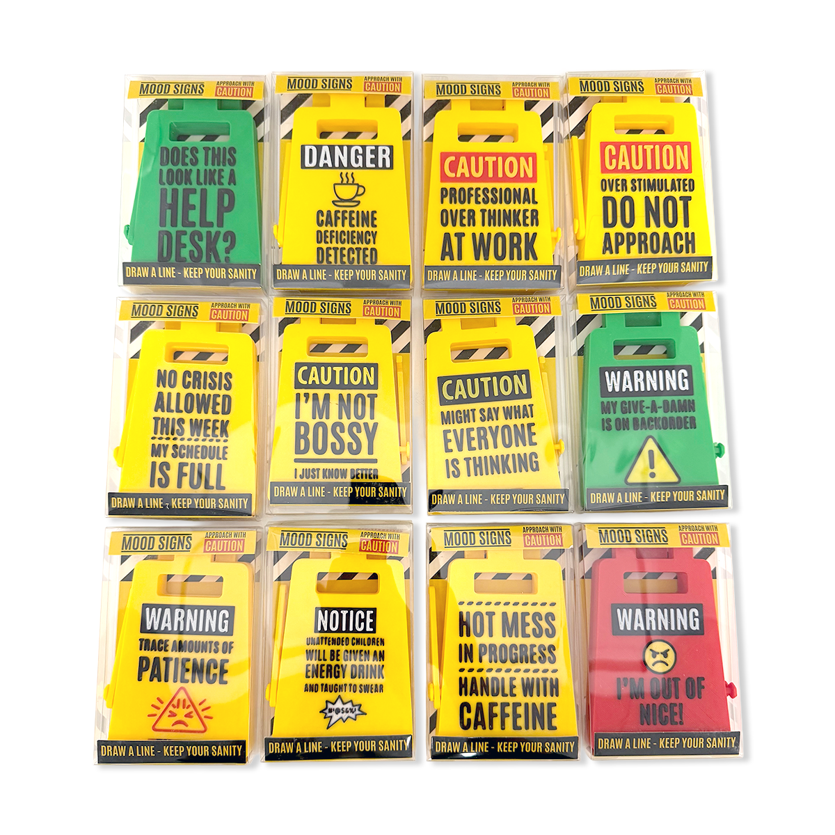 Standing 4.75" 3D Mood Caution Sign Assortment - 12/Display
