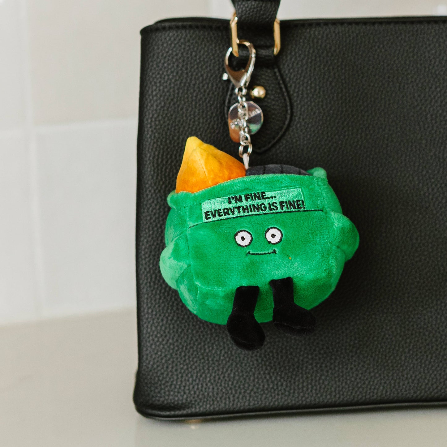 Dumpster Fire Plush Bag Charm  Soft Cuddly Toy Funny Cute