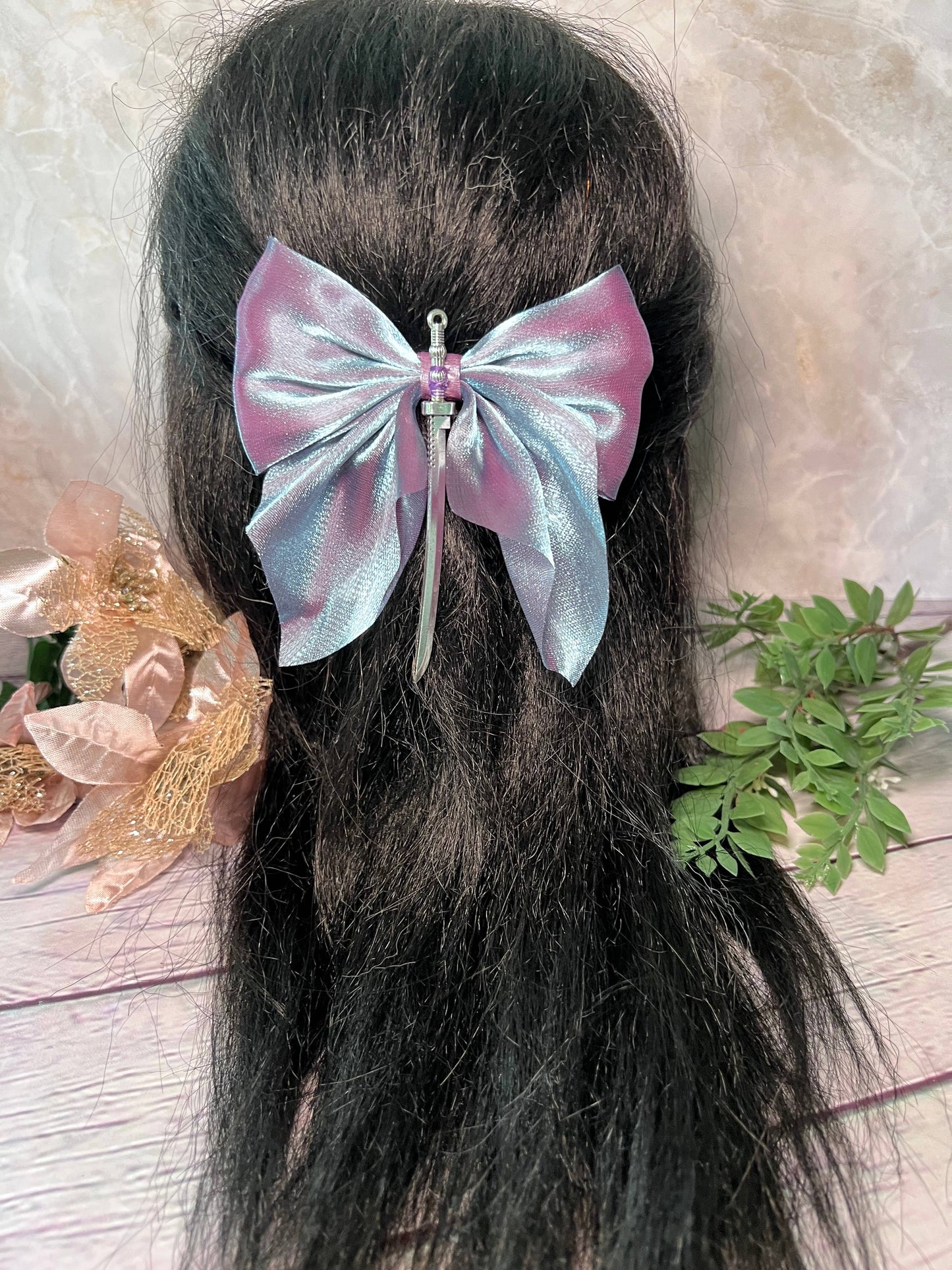 Fantasy inspired sword bow- Small hair bow 