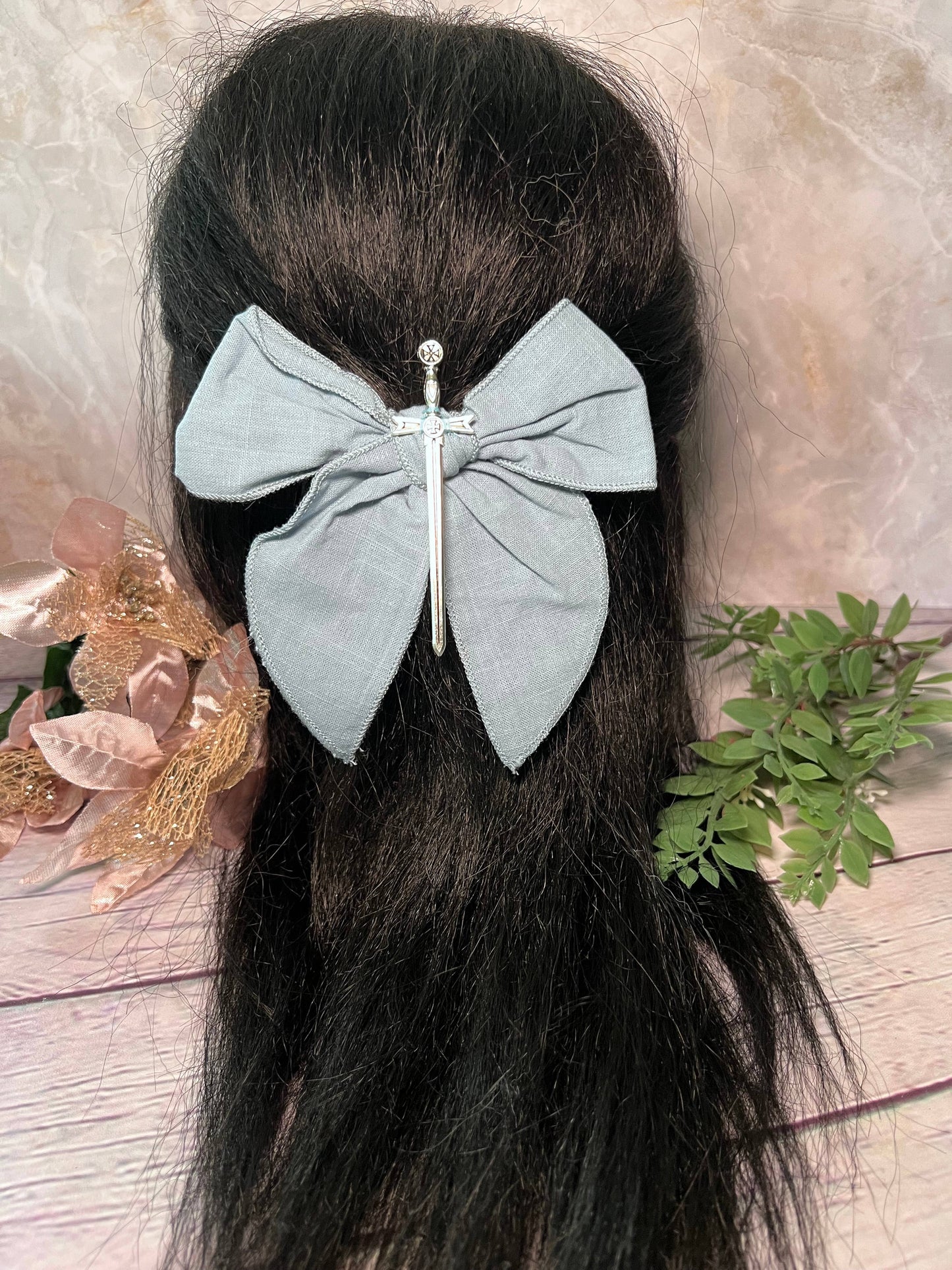 Fantasy inspired sword bow- Small hair bow 