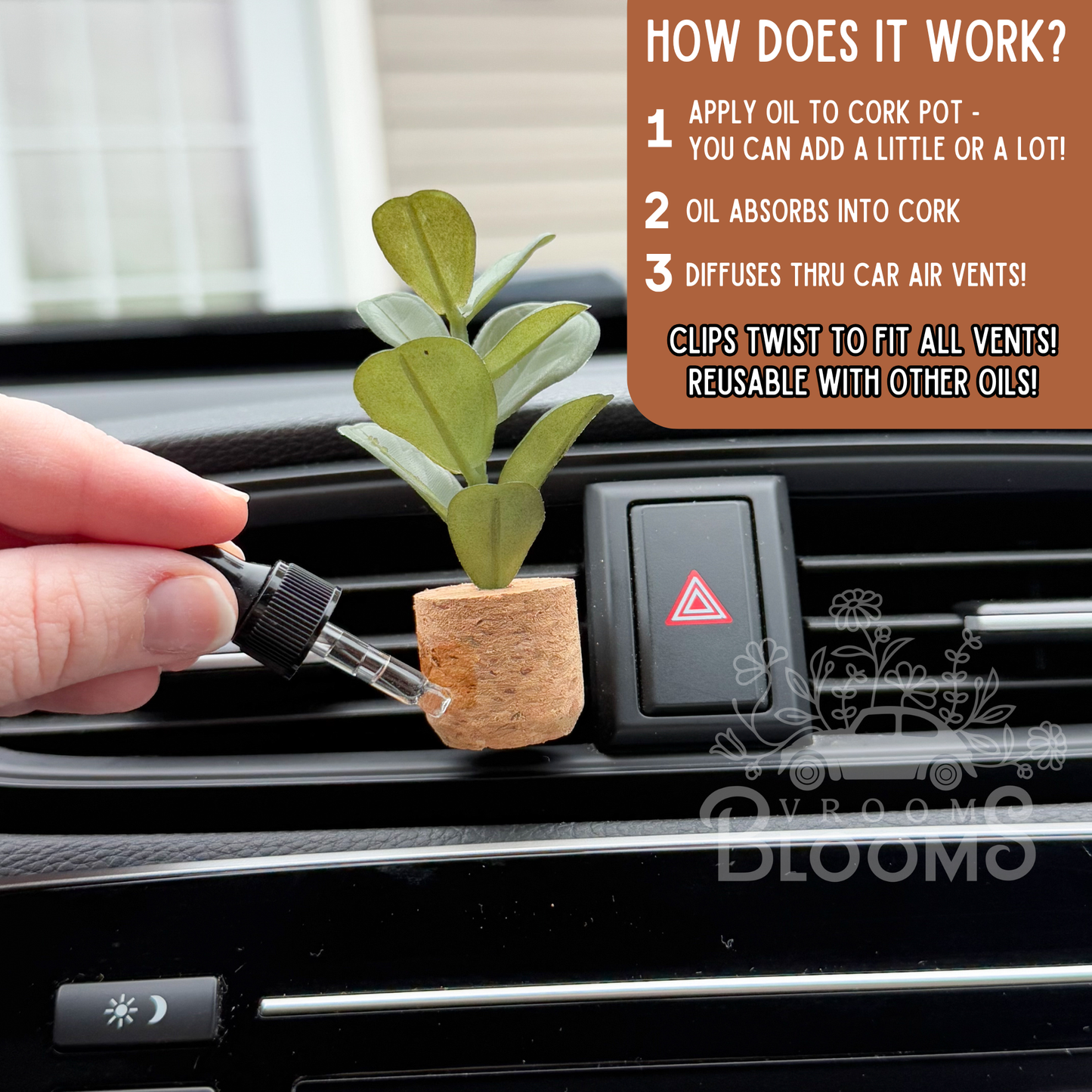 Plant Car Vent Clip Air Freshener Diffuser (Reusable)