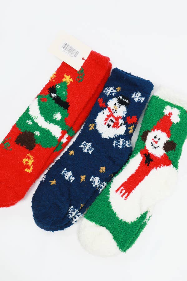 Plush Cozy Christmas Theme Socks