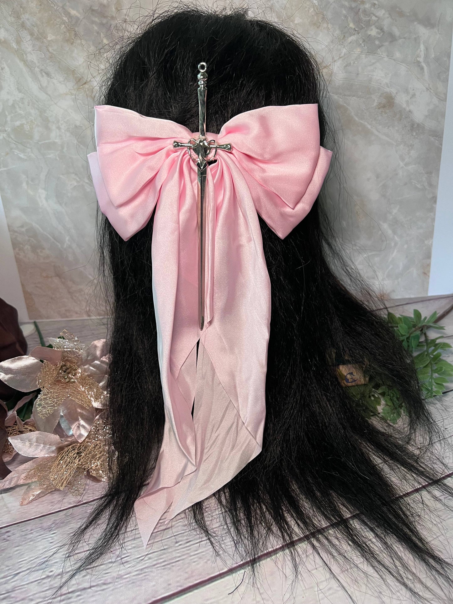 Fantasy inspired sword bow- oversized hair bow 