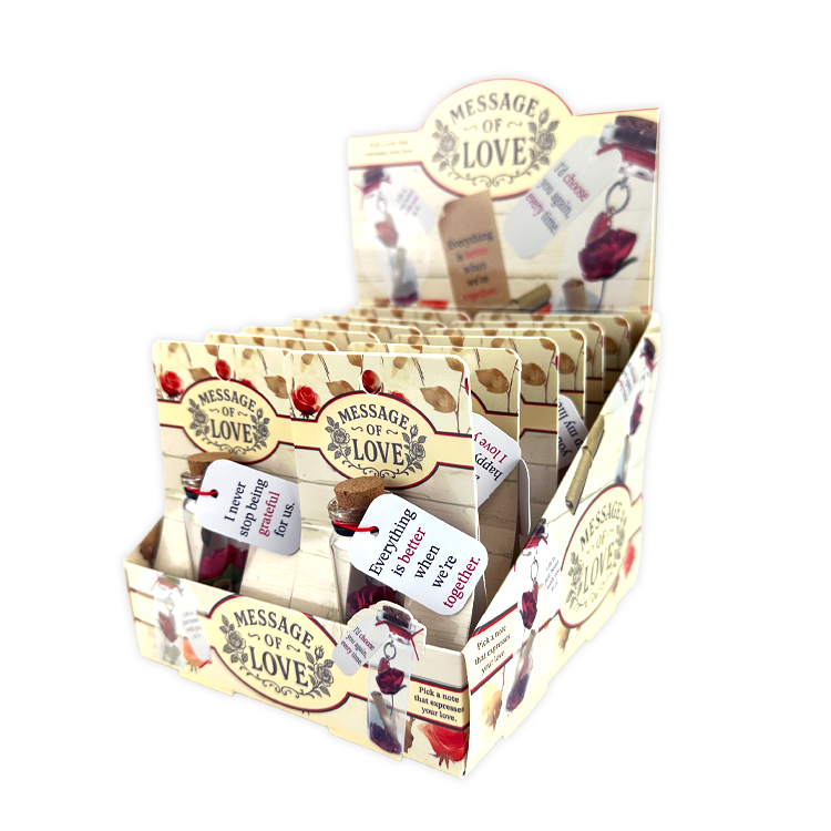 Mini Bottle Rose with Message of Love Gift - 12/Display